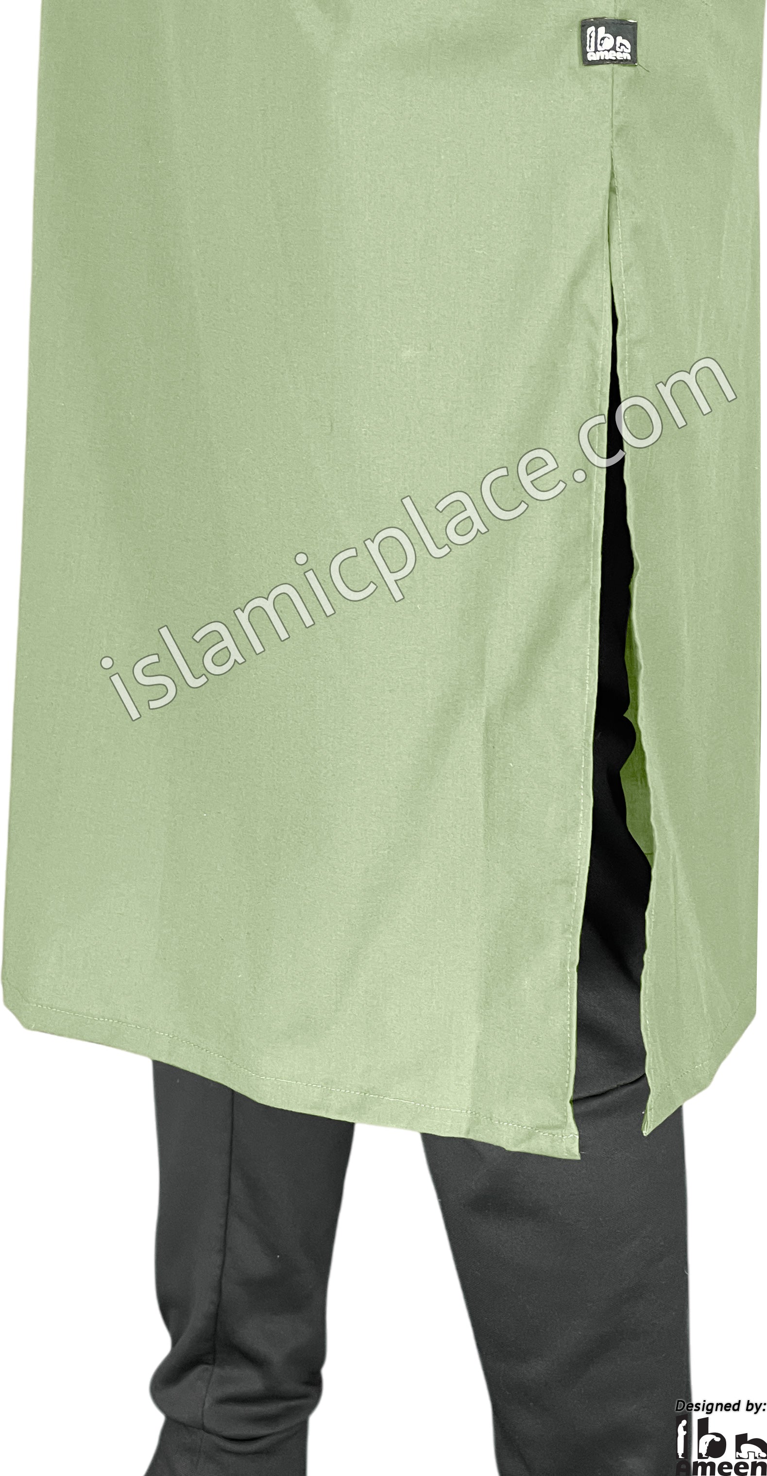 Mint Green - Men Saudi Ad-Daffah Plain Kameez by Ibn Ameen