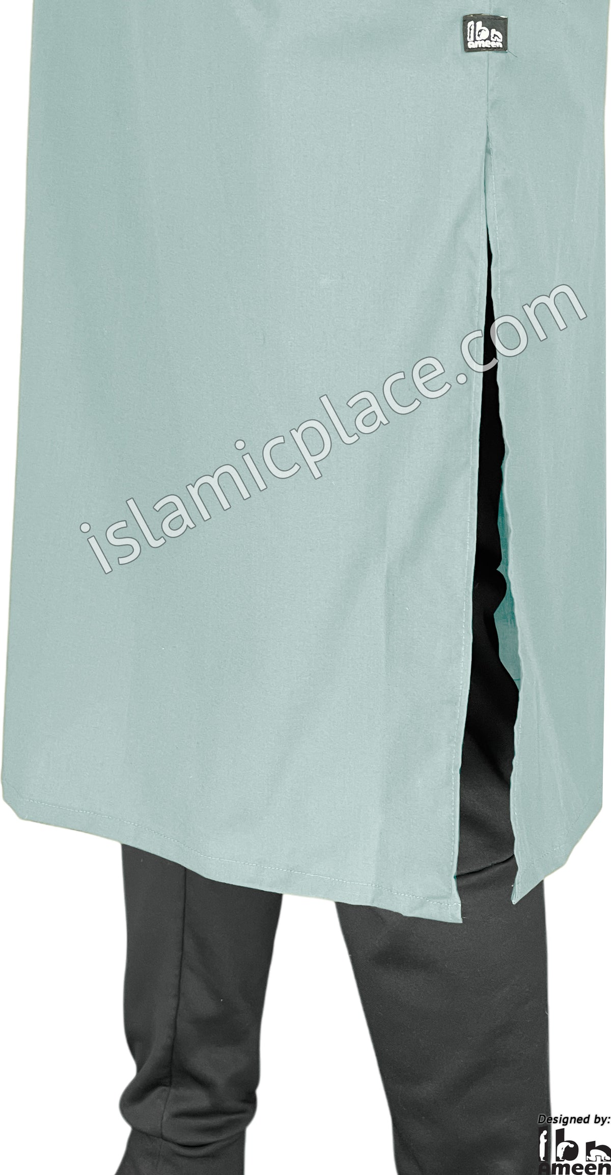 Sky Blue - Men Saudi Ad-Daffah Plain Kameez by Ibn Ameen