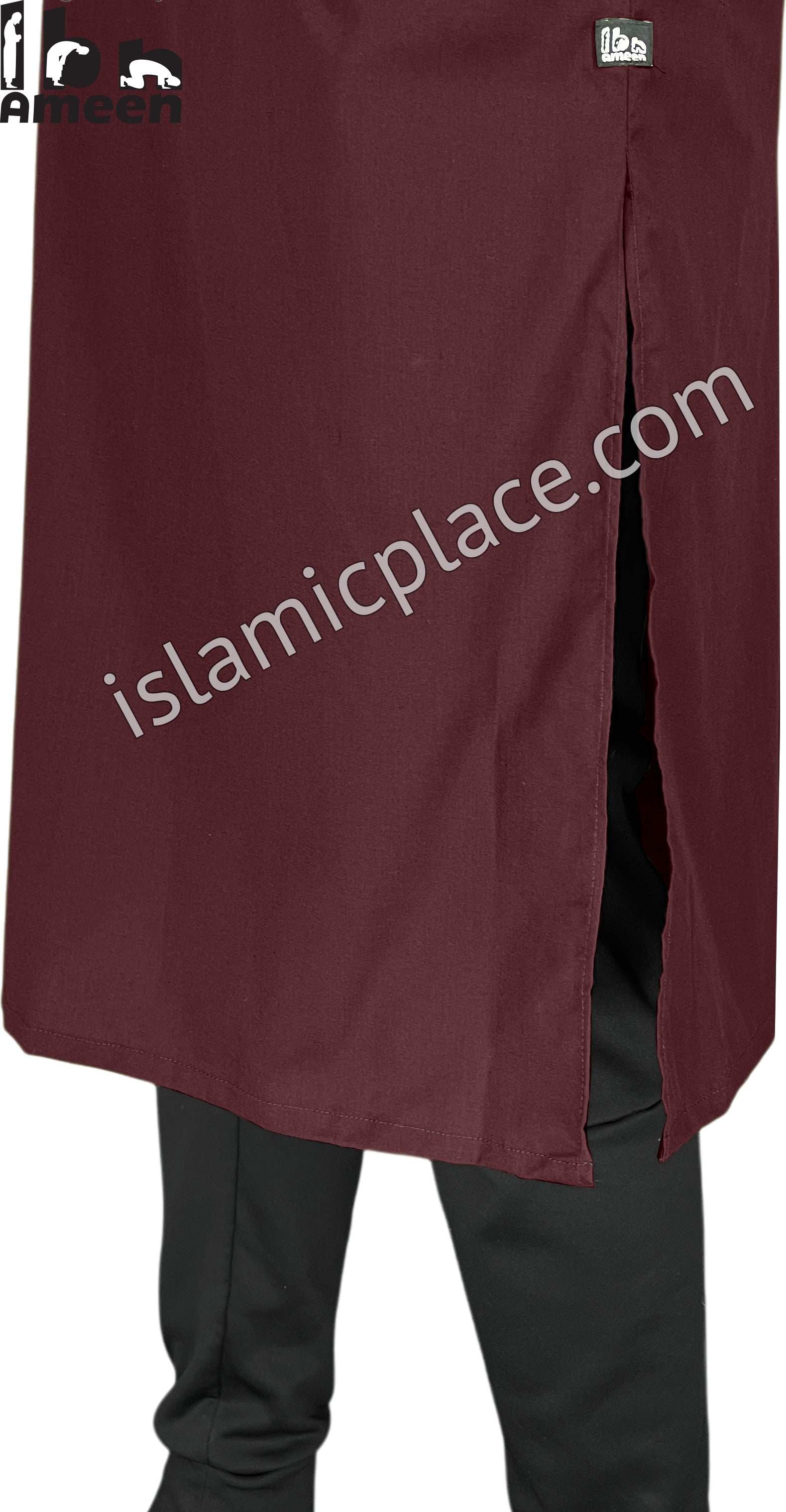 Wine - Men Saudi Ad-Daffah Plain Kameez by Ibn Ameen