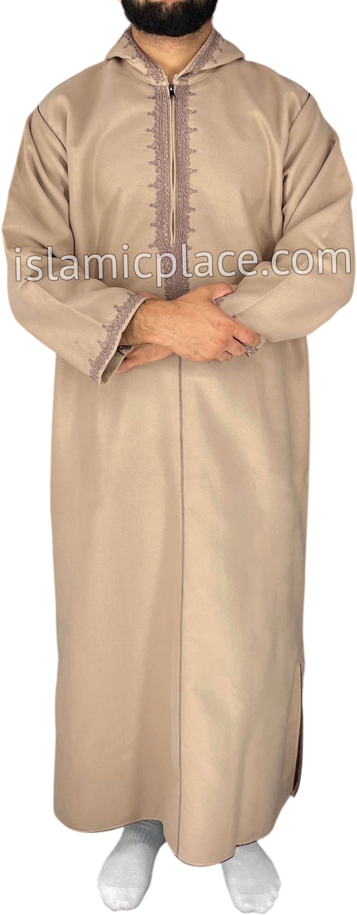 Light Khaki - Wool Moroccan Hooded Thob