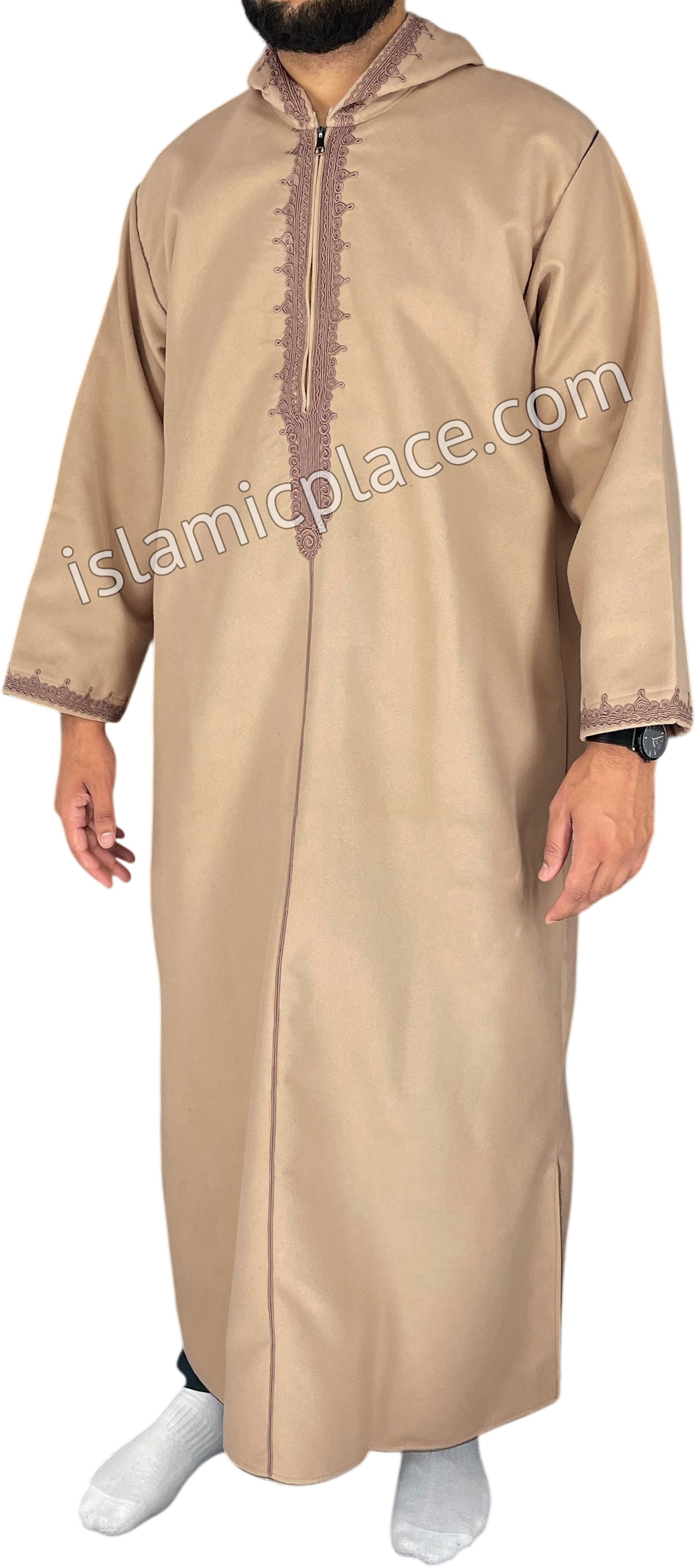 Light Khaki - Wool Moroccan Hooded Thob