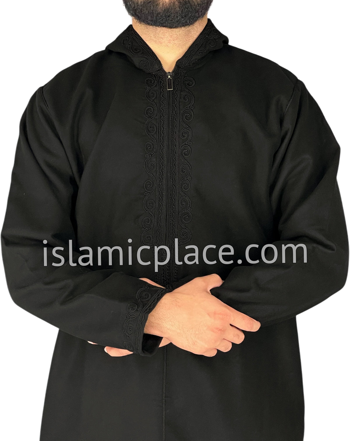 Black - Wool Moroccan Hooded Thob