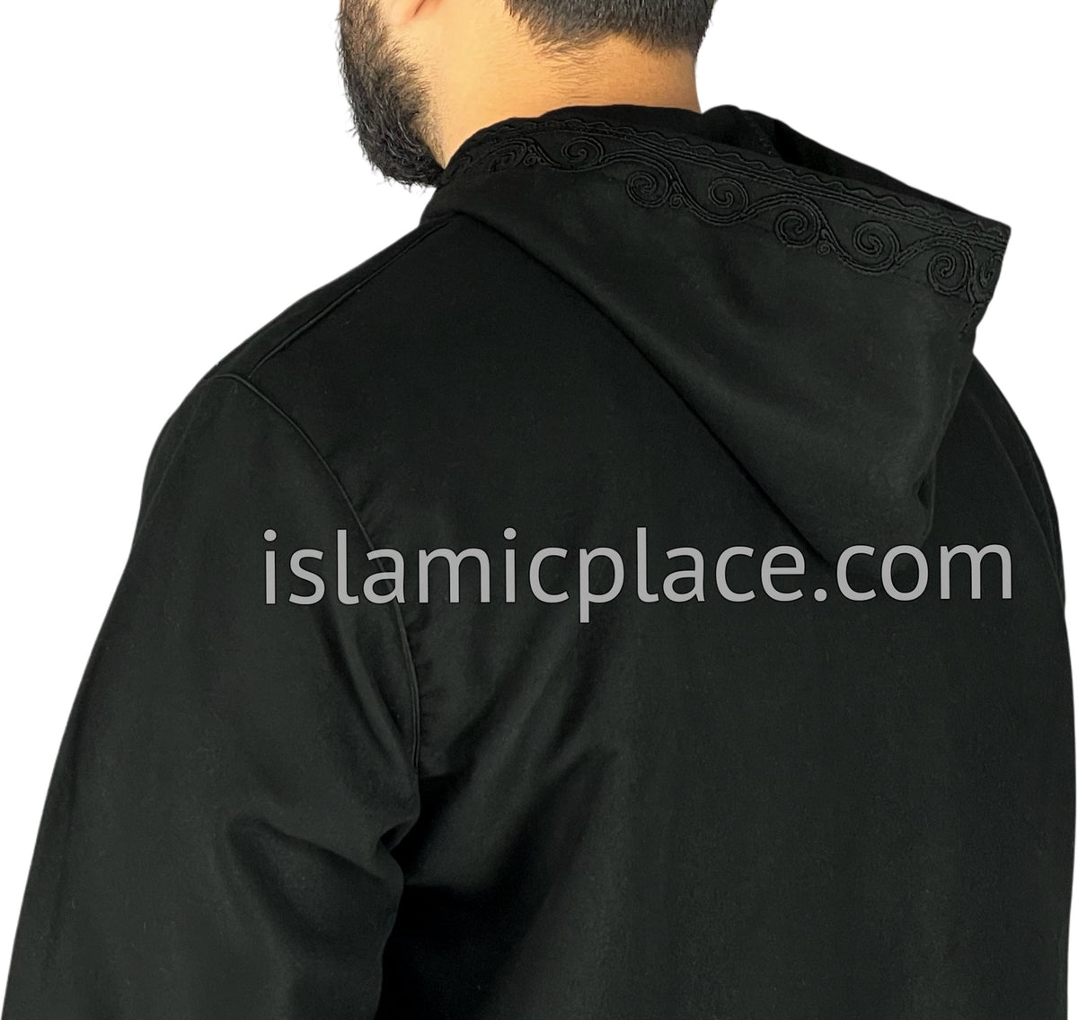 Black - Wool Moroccan Hooded Thob