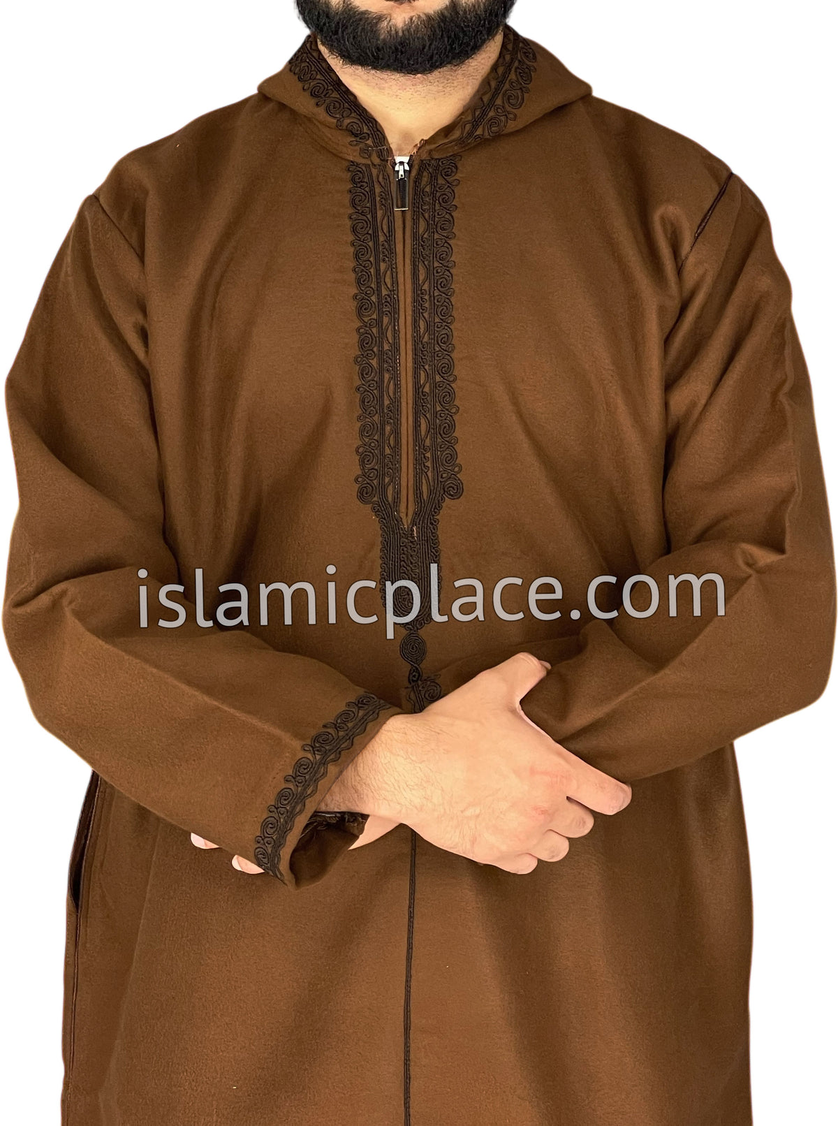 Brown - Wool Moroccan Hooded Thob