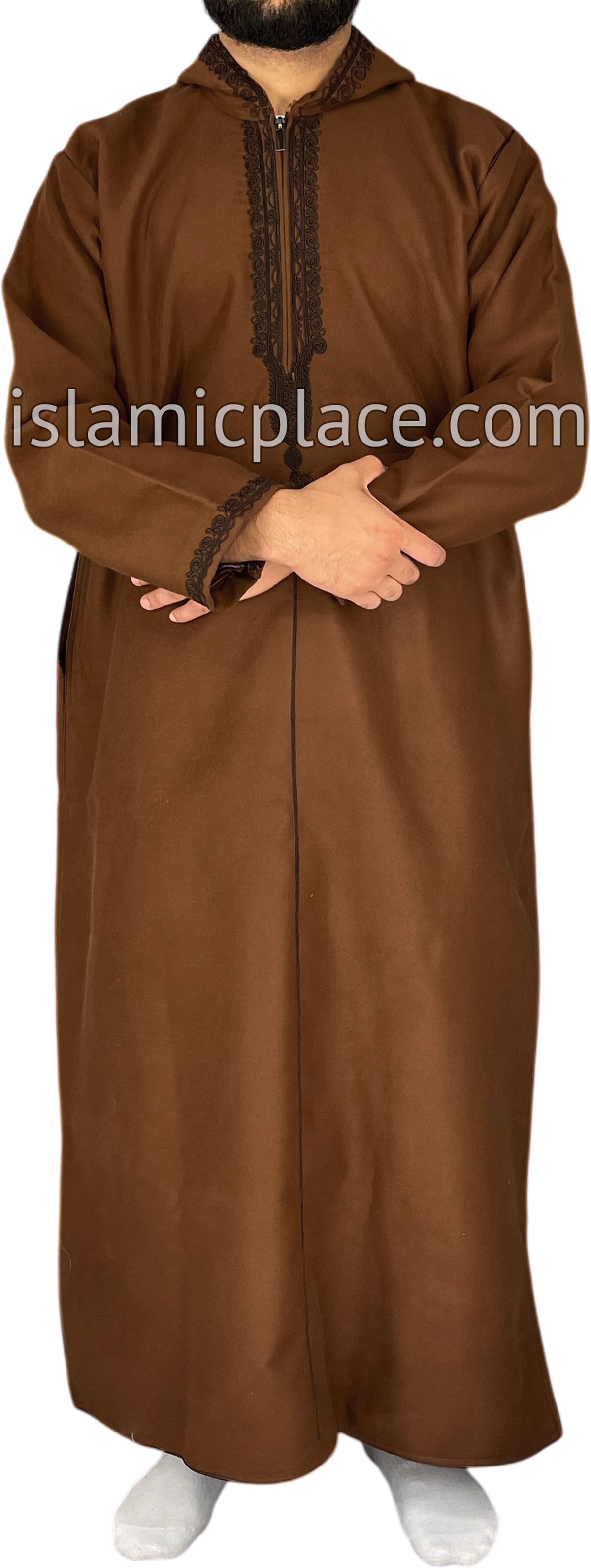 Brown - Wool Moroccan Hooded Thob