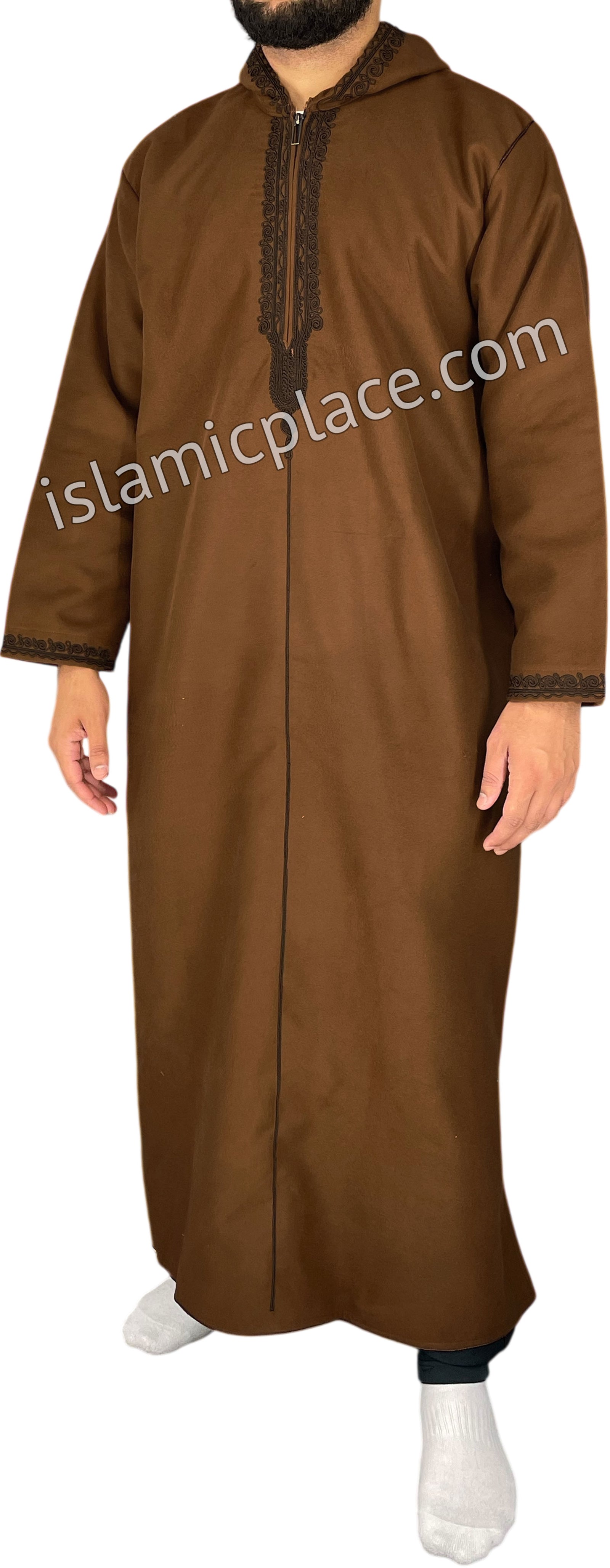 Brown - Wool Moroccan Hooded Thob
