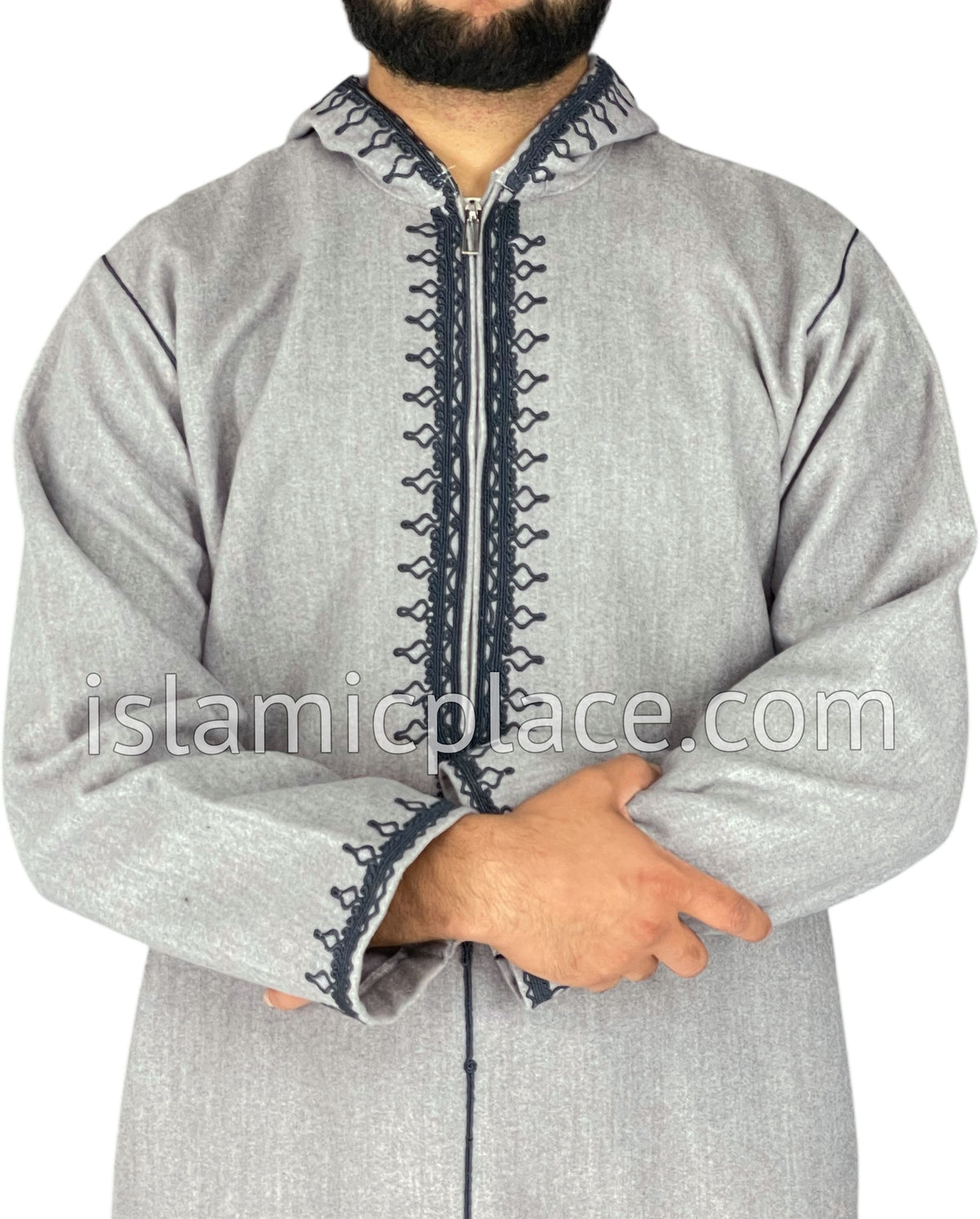 Gray - Wool Moroccan Hooded Thob