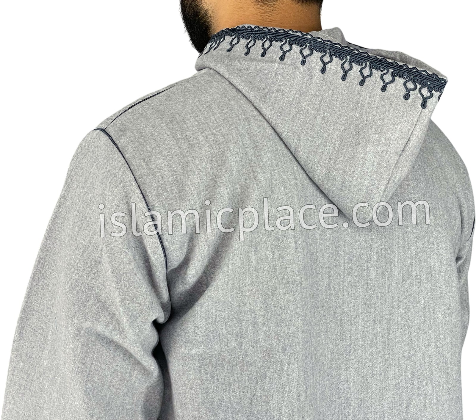 Gray - Wool Moroccan Hooded Thob