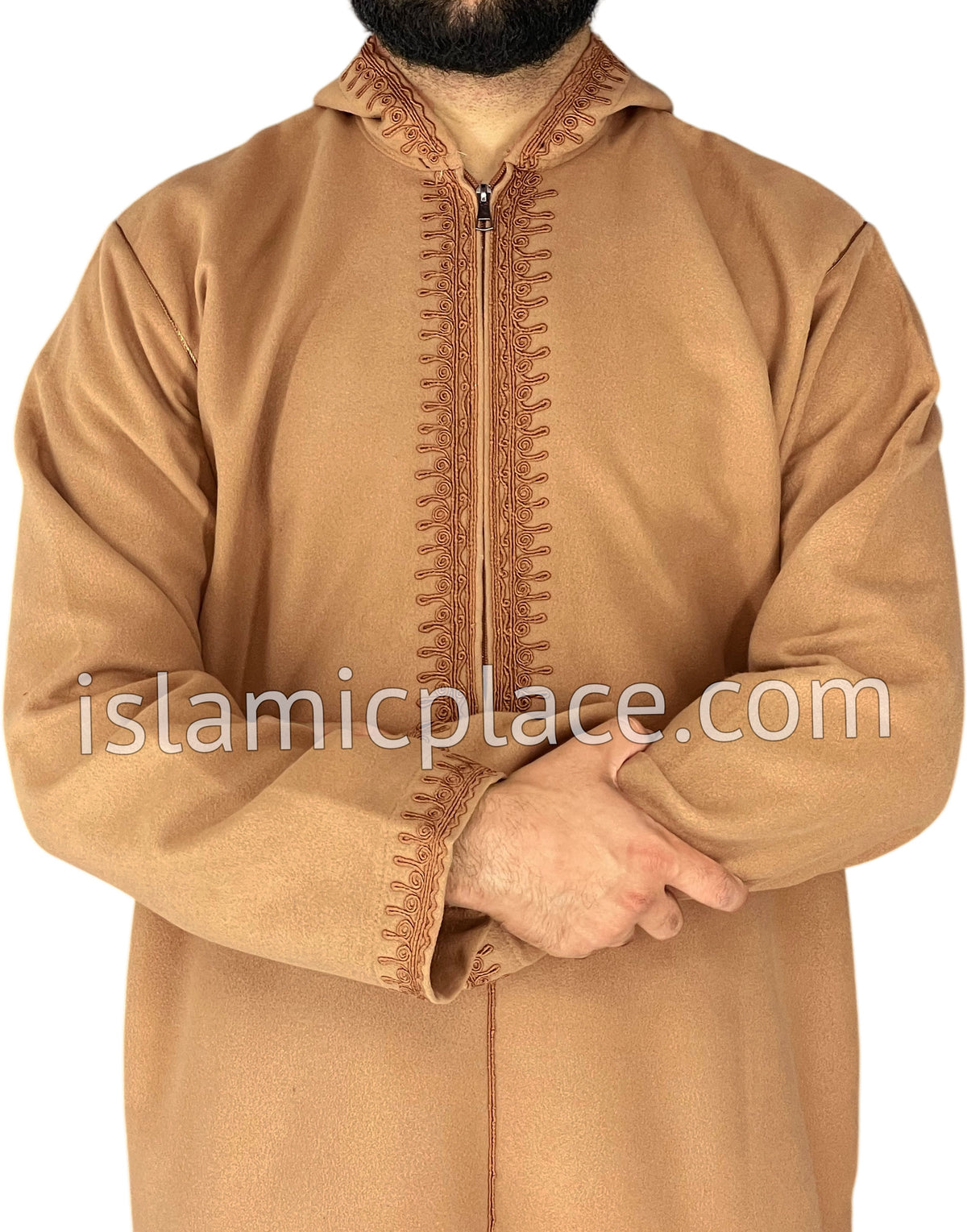 Khaki - Wool Moroccan Hooded Thob