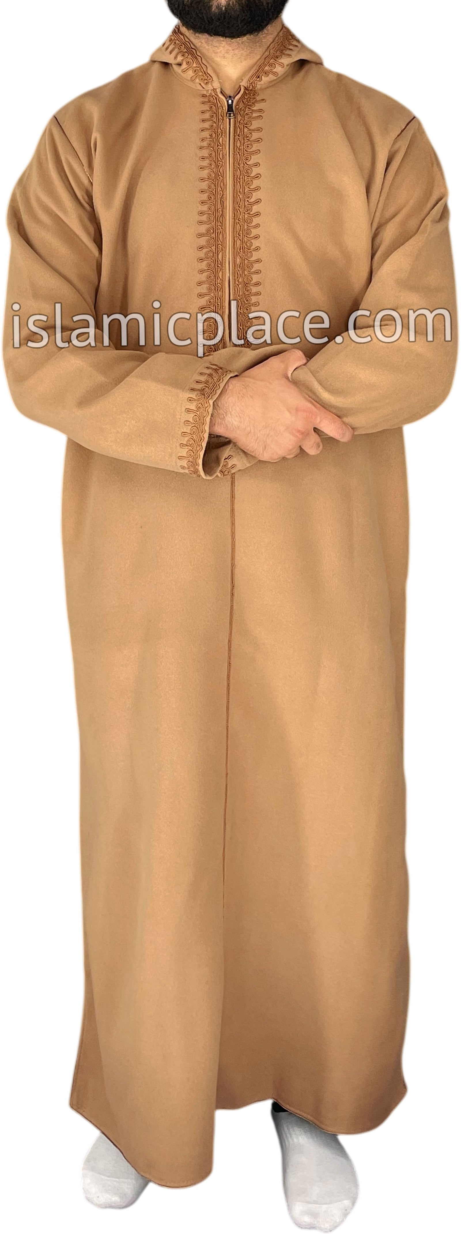 Khaki - Wool Moroccan Hooded Thob