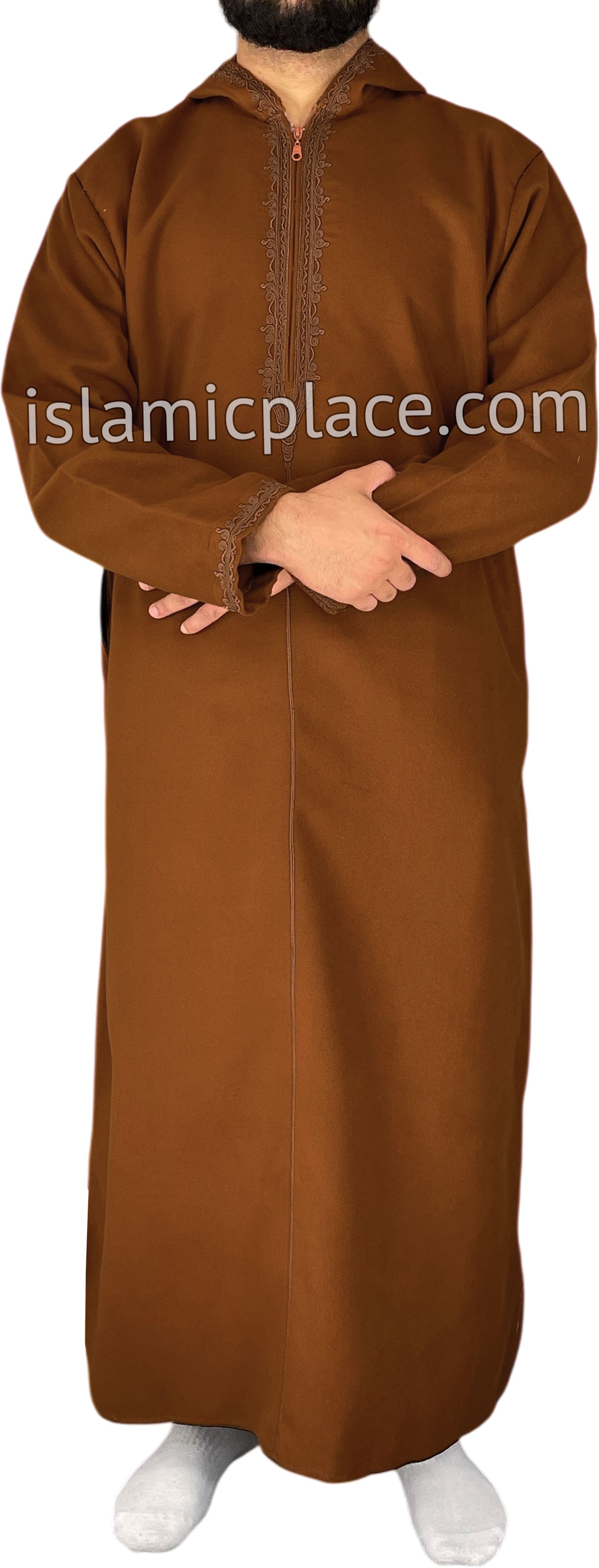 Rust - Wool Moroccan Hooded Thob