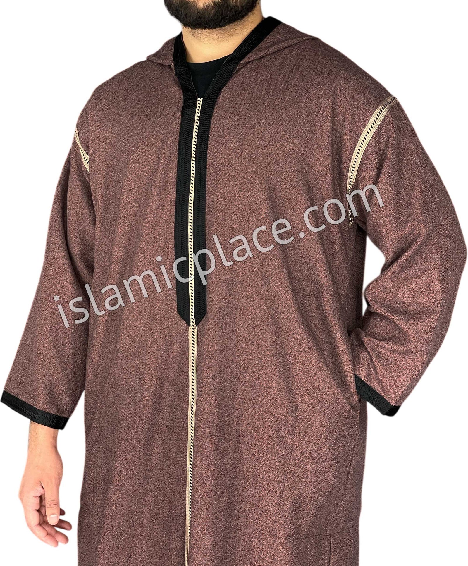 Clay Red - Men Moroccan Hooded Thob in Heavy Fabric