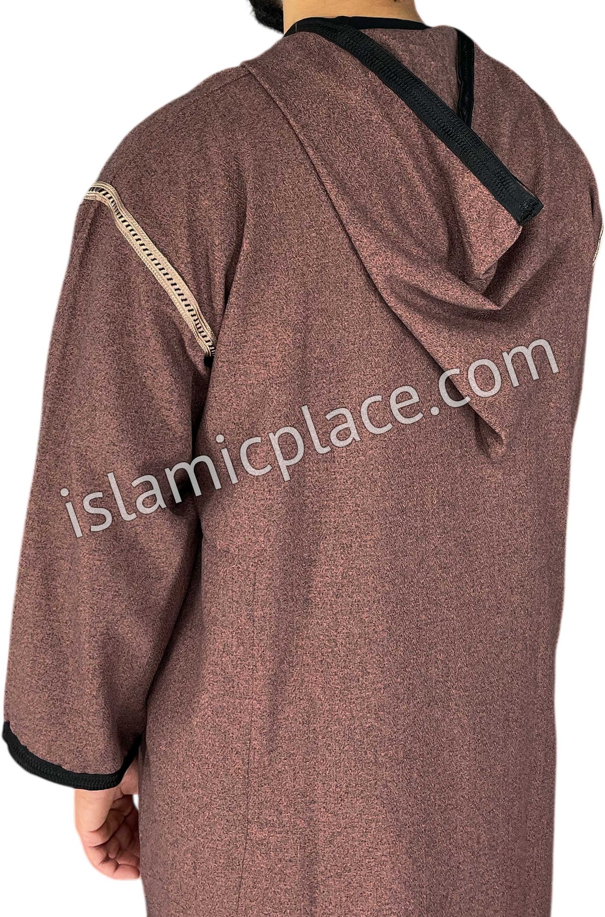 Clay Red - Men Moroccan Hooded Thob in Heavy Fabric