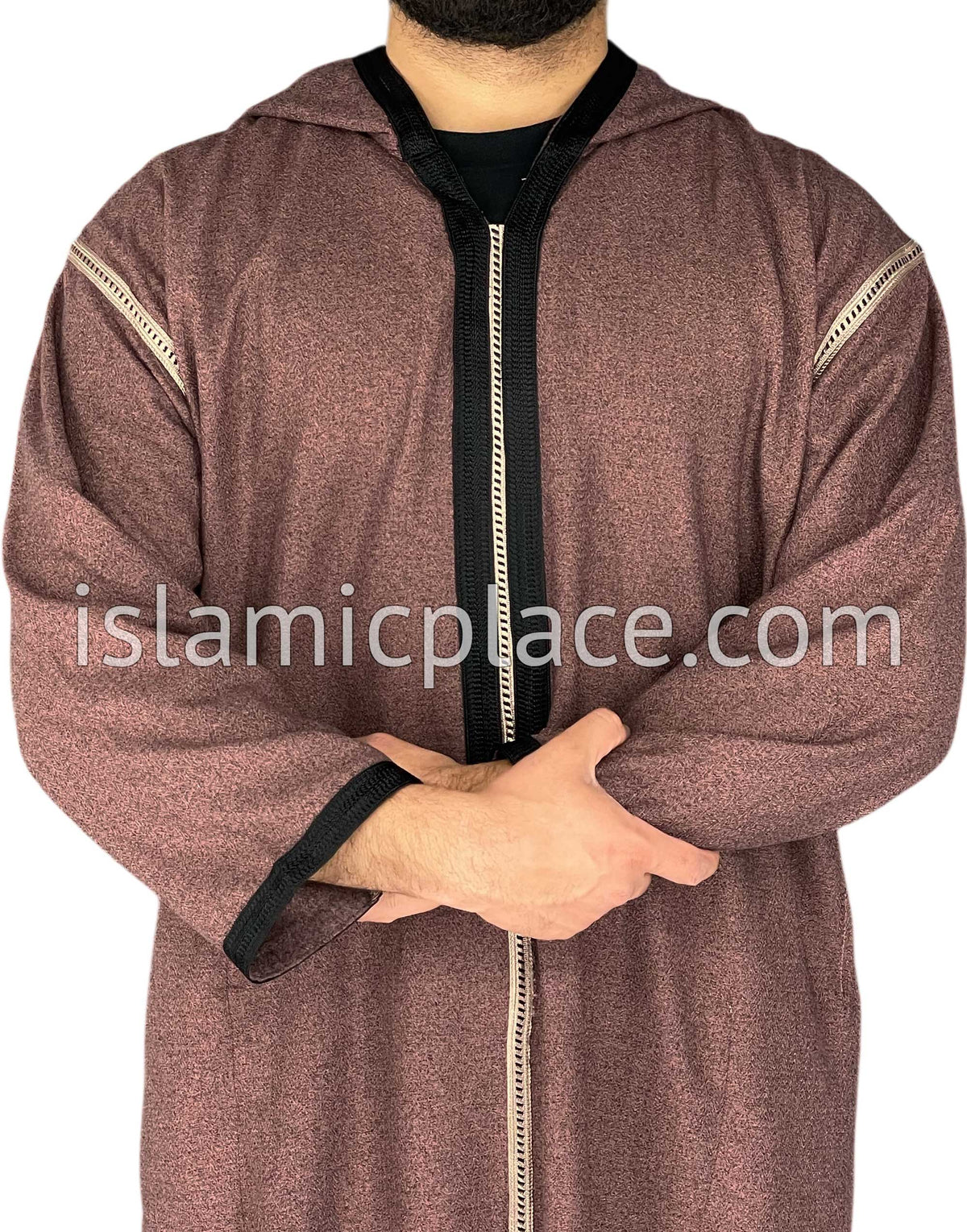 Clay Red - Men Moroccan Hooded Thob in Heavy Fabric