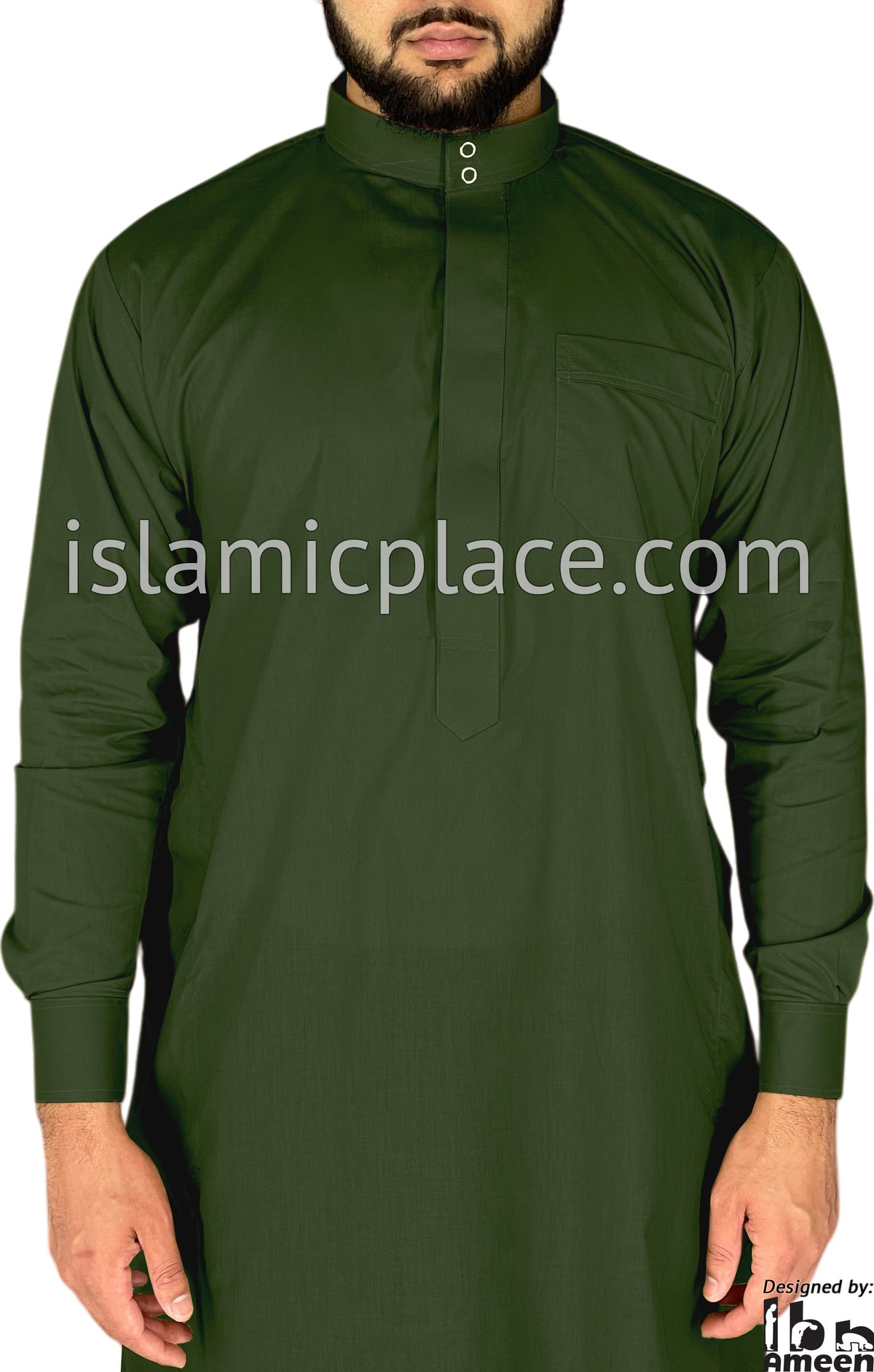 Hunter Green - Men Saudi Ad-Daffah LT Thob by Ibn Ameen - IA3
