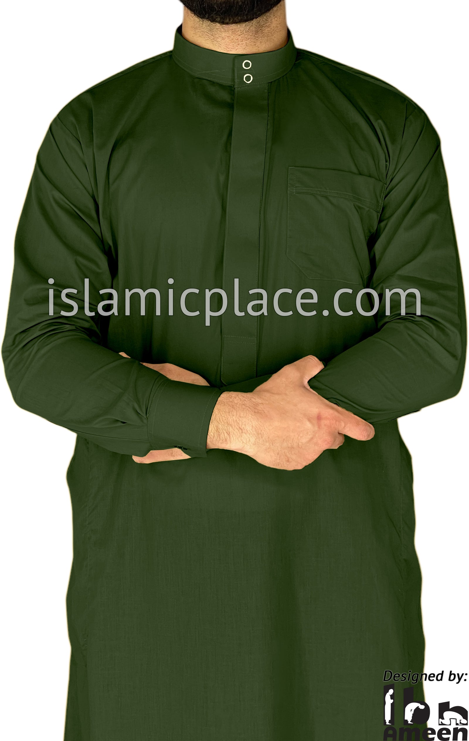 Hunter Green - Men Saudi Ad-Daffah LT Thob by Ibn Ameen - IA3