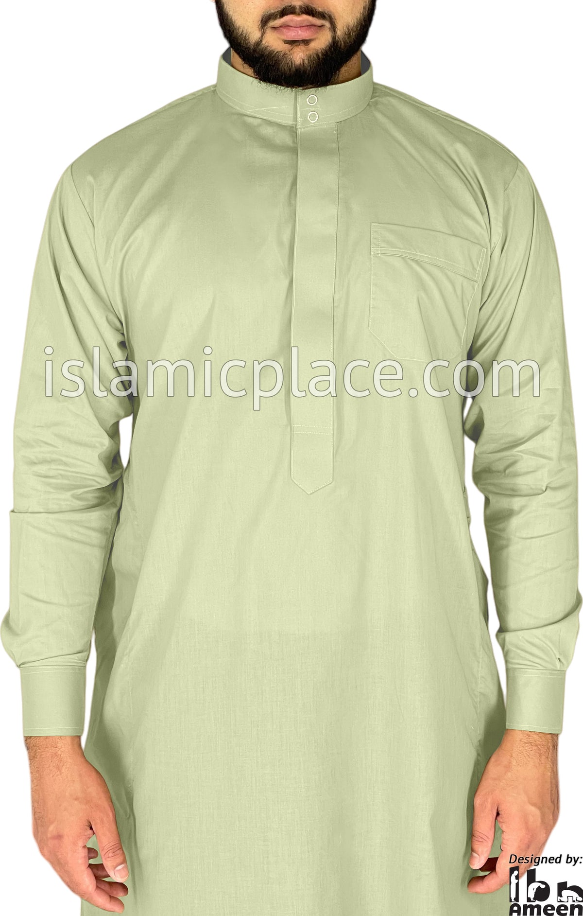 Mint Green - Men Saudi Ad-Daffah LT Thob by Ibn Ameen - IA3