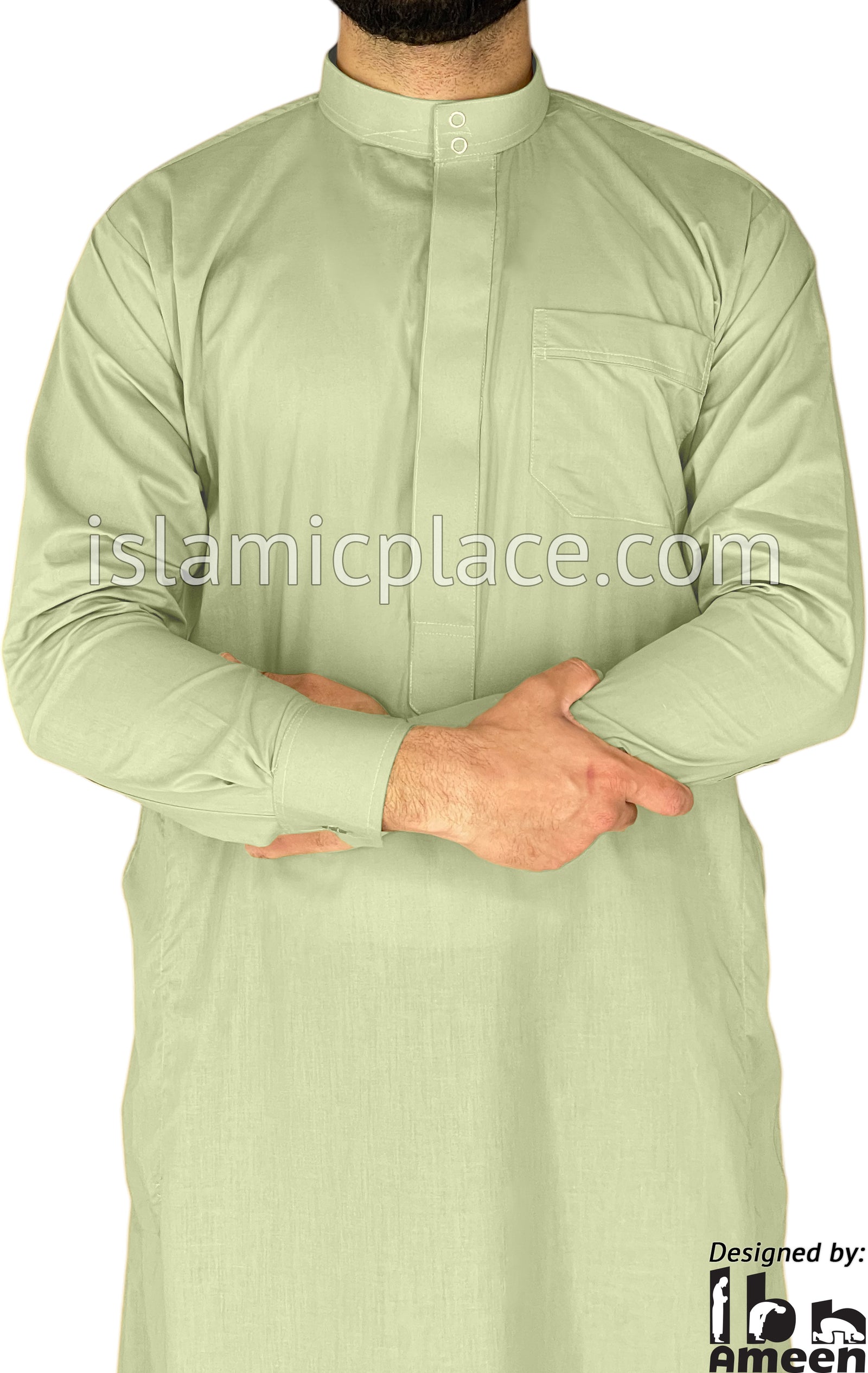 Mint Green - Men Saudi Ad-Daffah LT Thob by Ibn Ameen - IA3