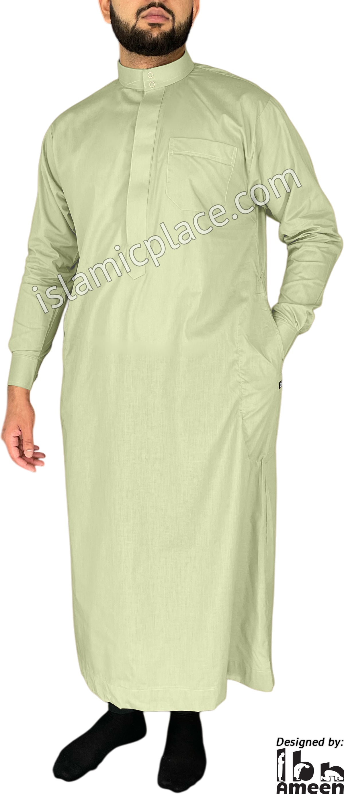 Mint Green - Men Saudi Ad-Daffah LT Thob by Ibn Ameen - IA3