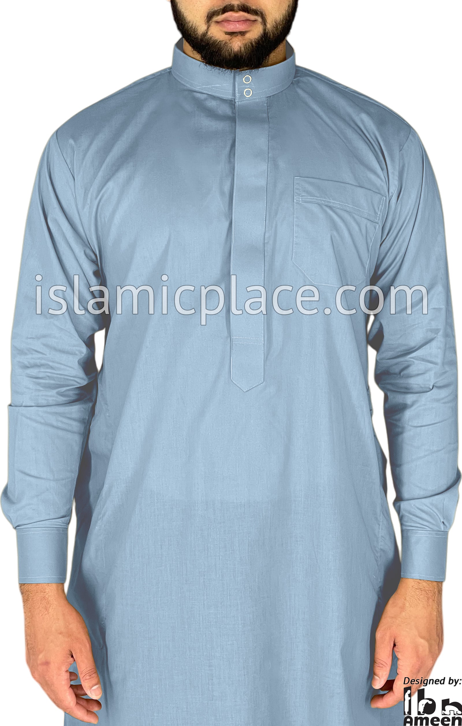 Steel Blue - Men Saudi Ad-Daffah LT Thob by Ibn Ameen - IA3