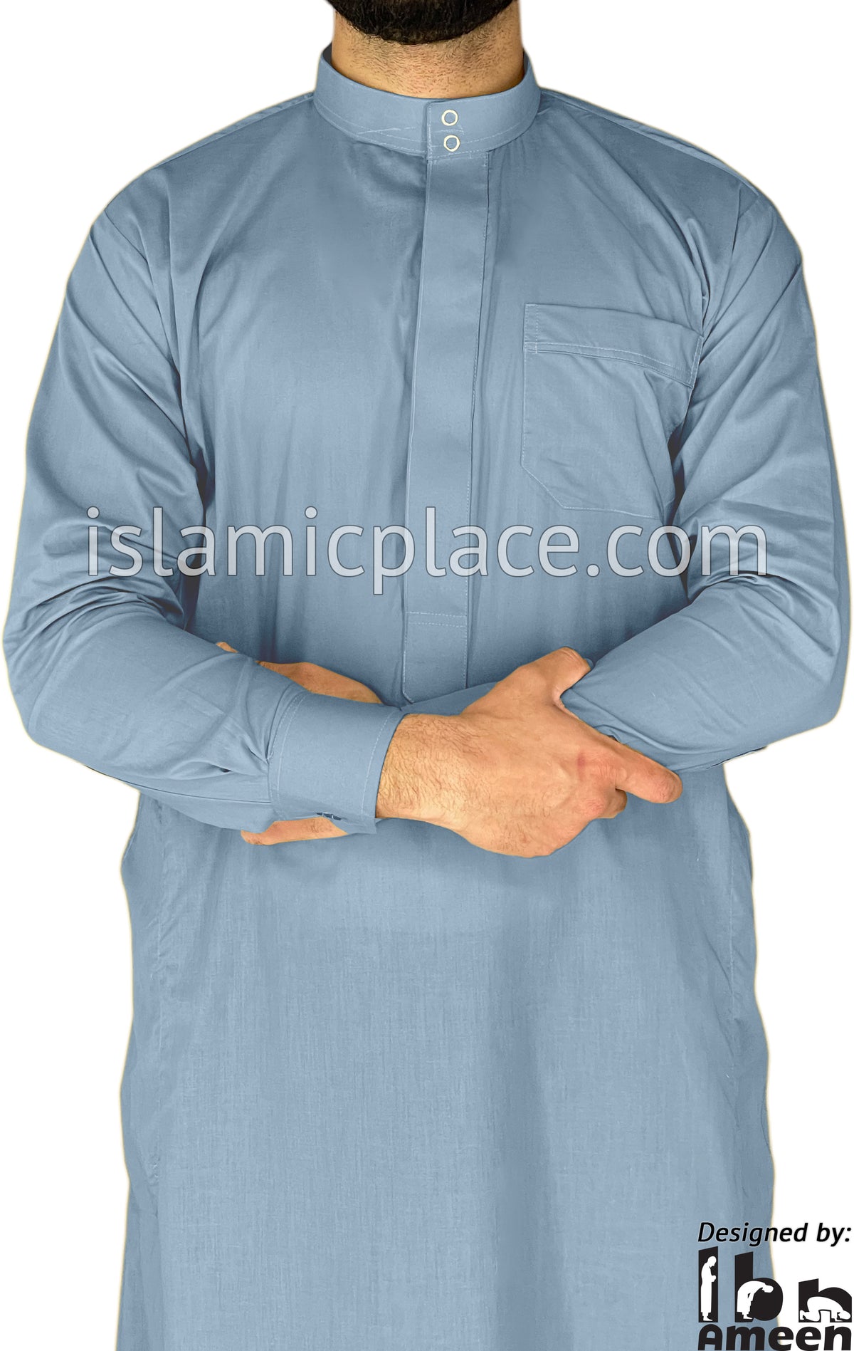 Steel Blue - Men Saudi Ad-Daffah LT Thob by Ibn Ameen - IA3