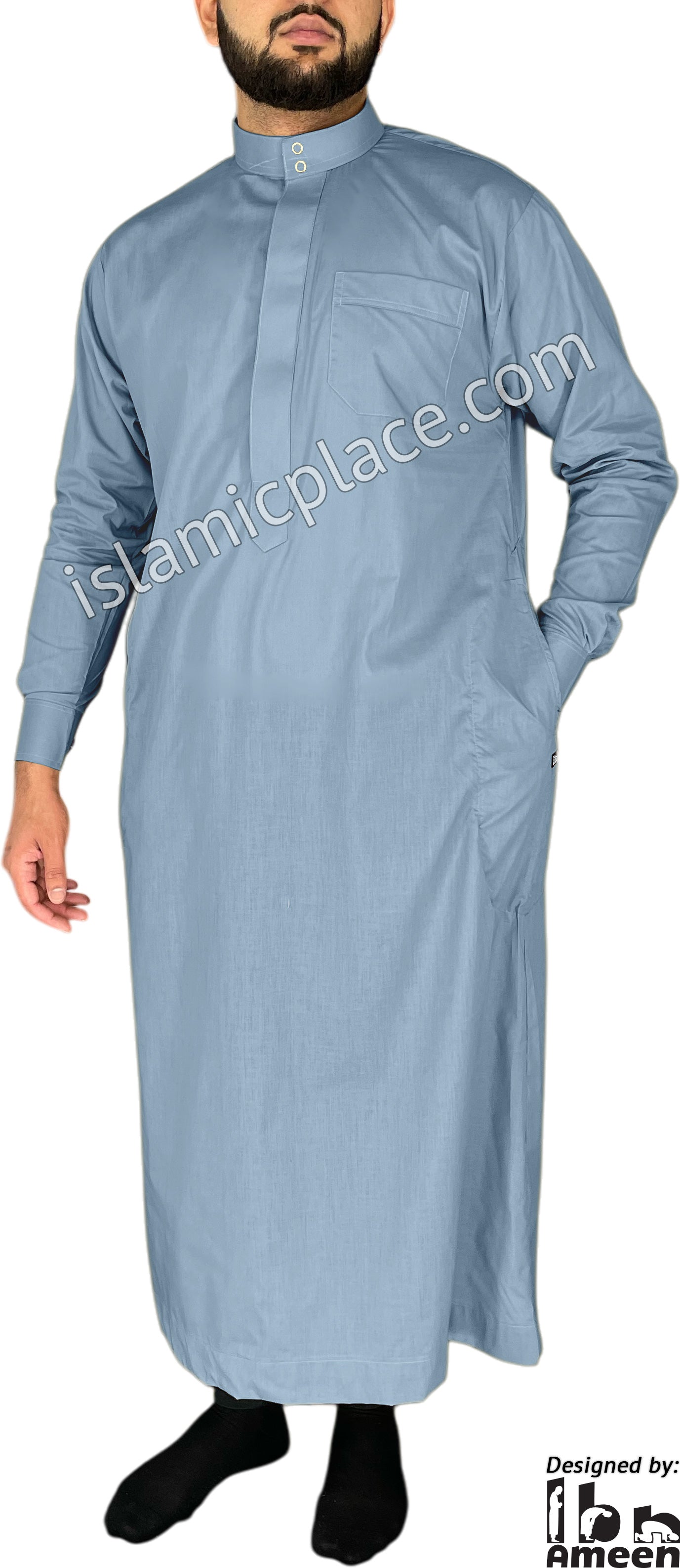 Steel Blue - Men Saudi Ad-Daffah LT Thob by Ibn Ameen - IA3