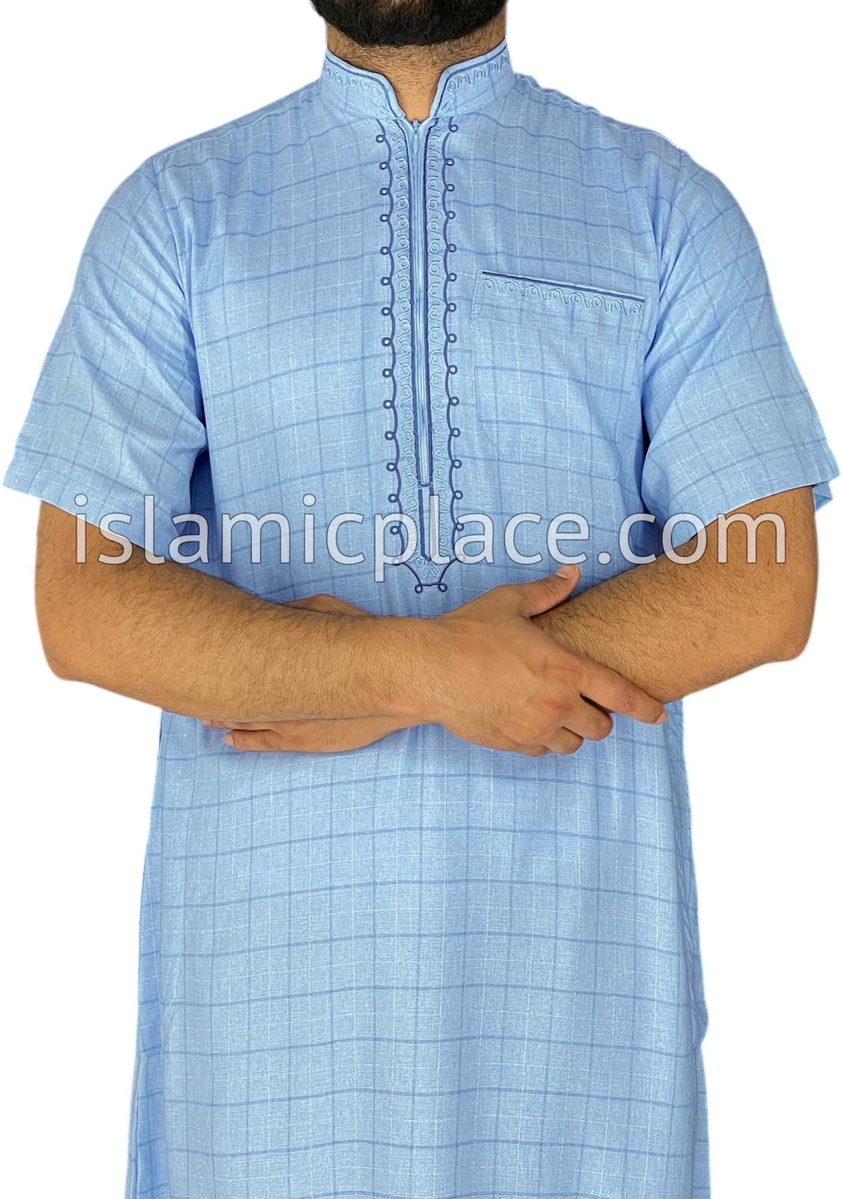 Sky Blue - Khurram Style Short Sleeve Thob