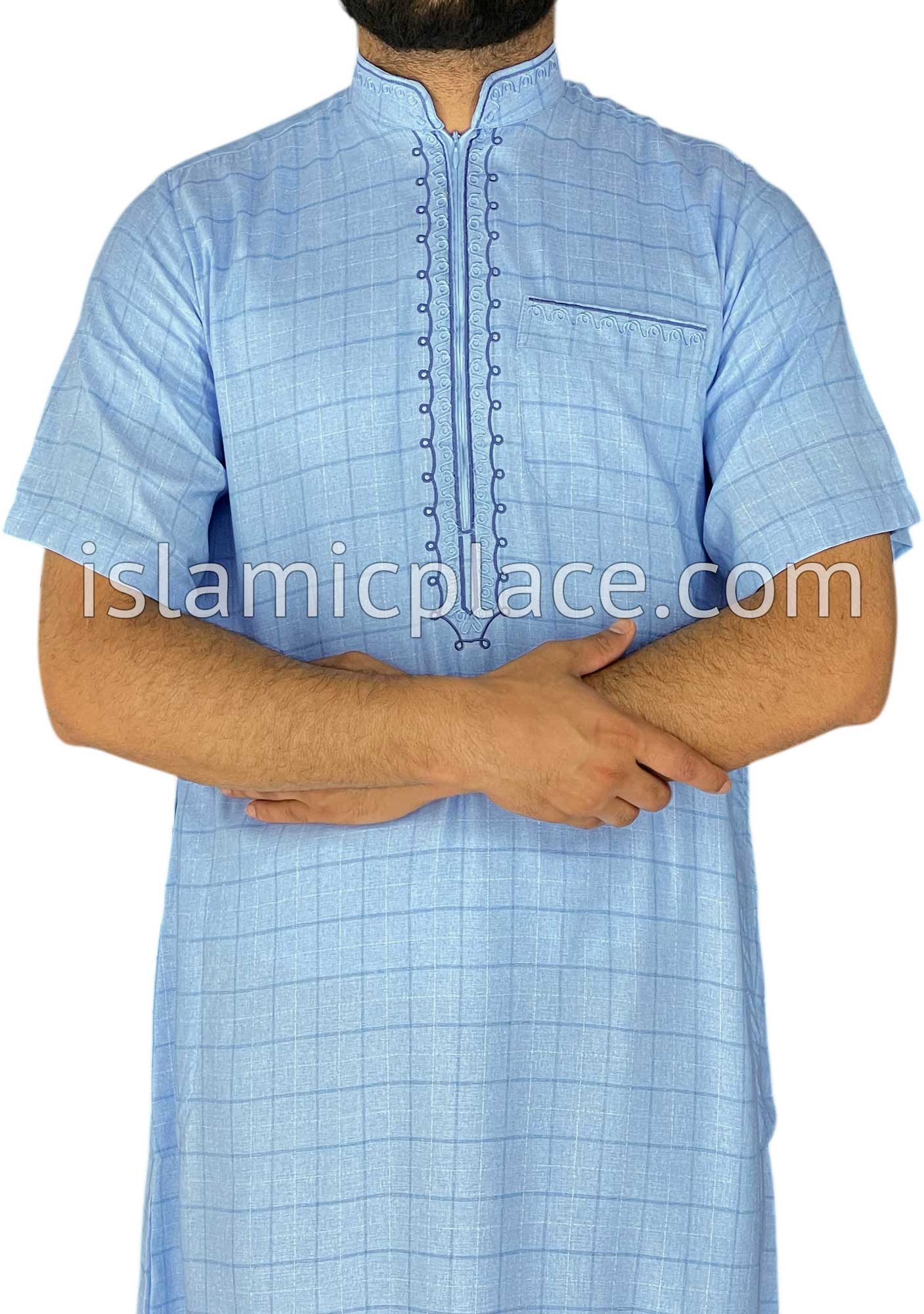 Sky Blue - Khurram Style Short Sleeve Thob
