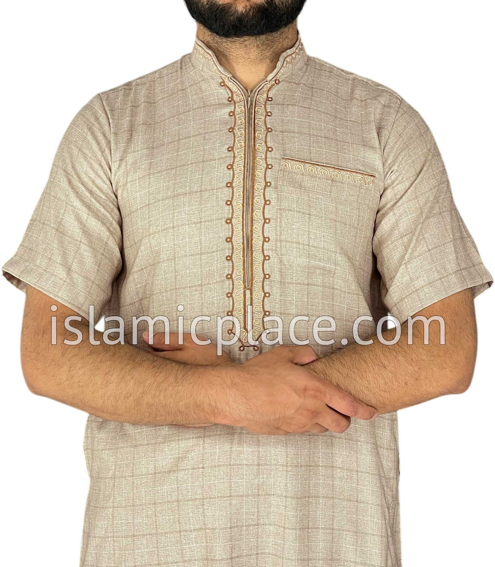 Tan - Khurram Style Short Sleeve Thob