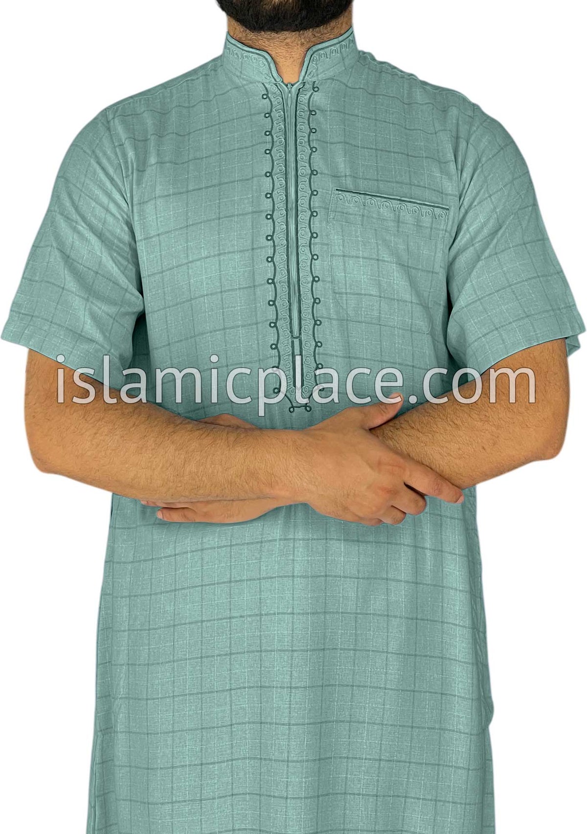 Teal Blue - Khurram Style Short Sleeve Thob
