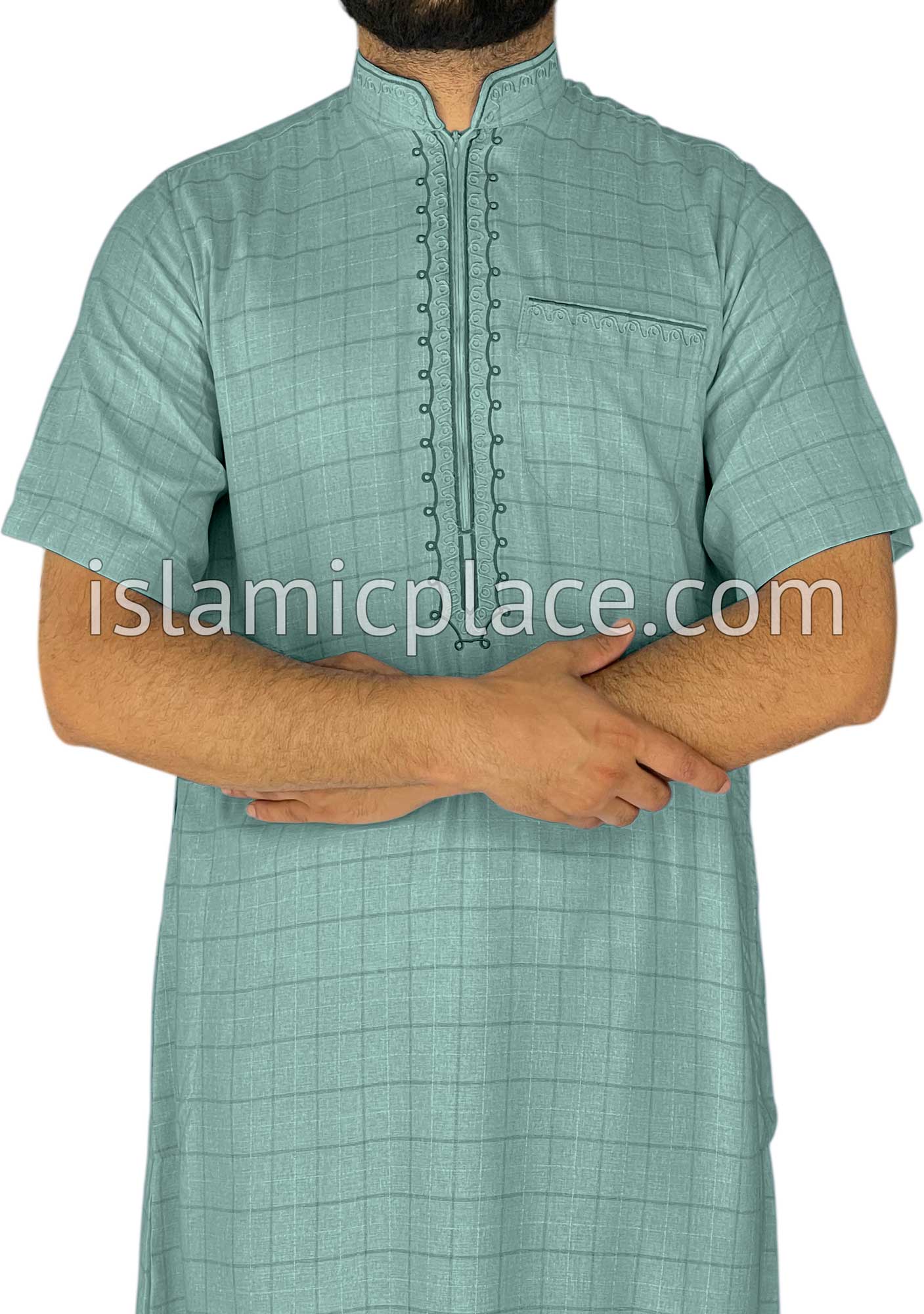 Teal Blue - Khurram Style Short Sleeve Thob