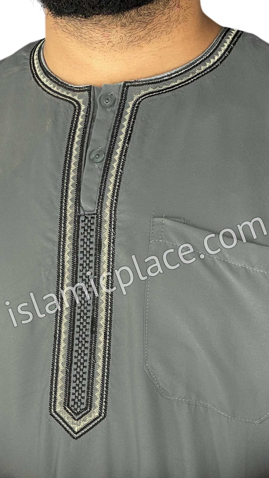 Gray - Omar Style Short Sleeve Thob