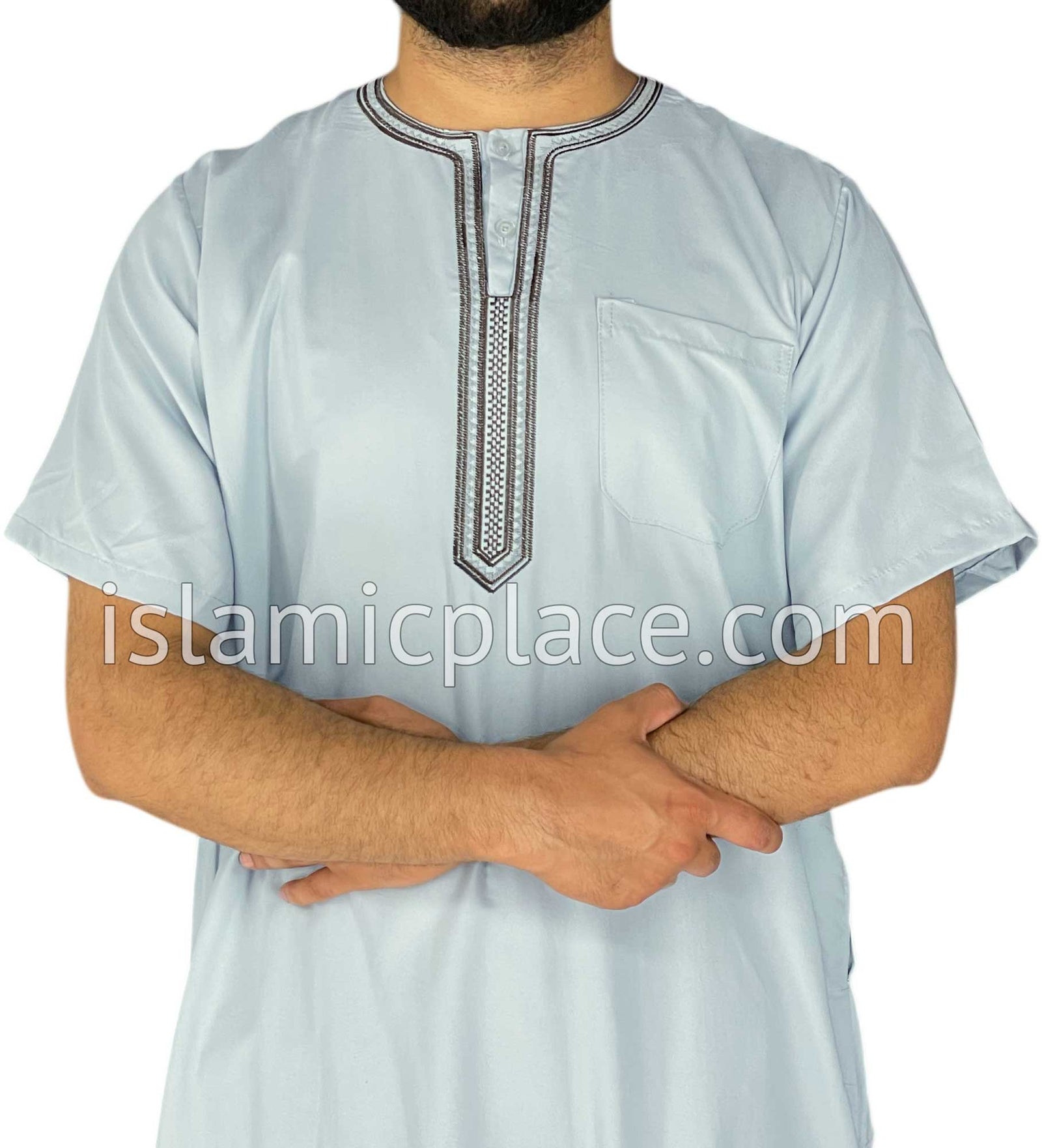Sky Blue - Omar Style Short Sleeve Thob