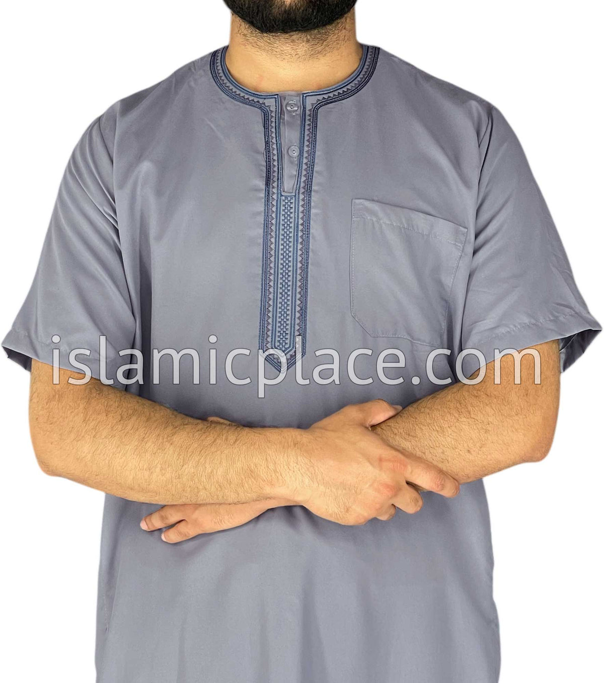 Slate Gray - Omar Style Short Sleeve Thob