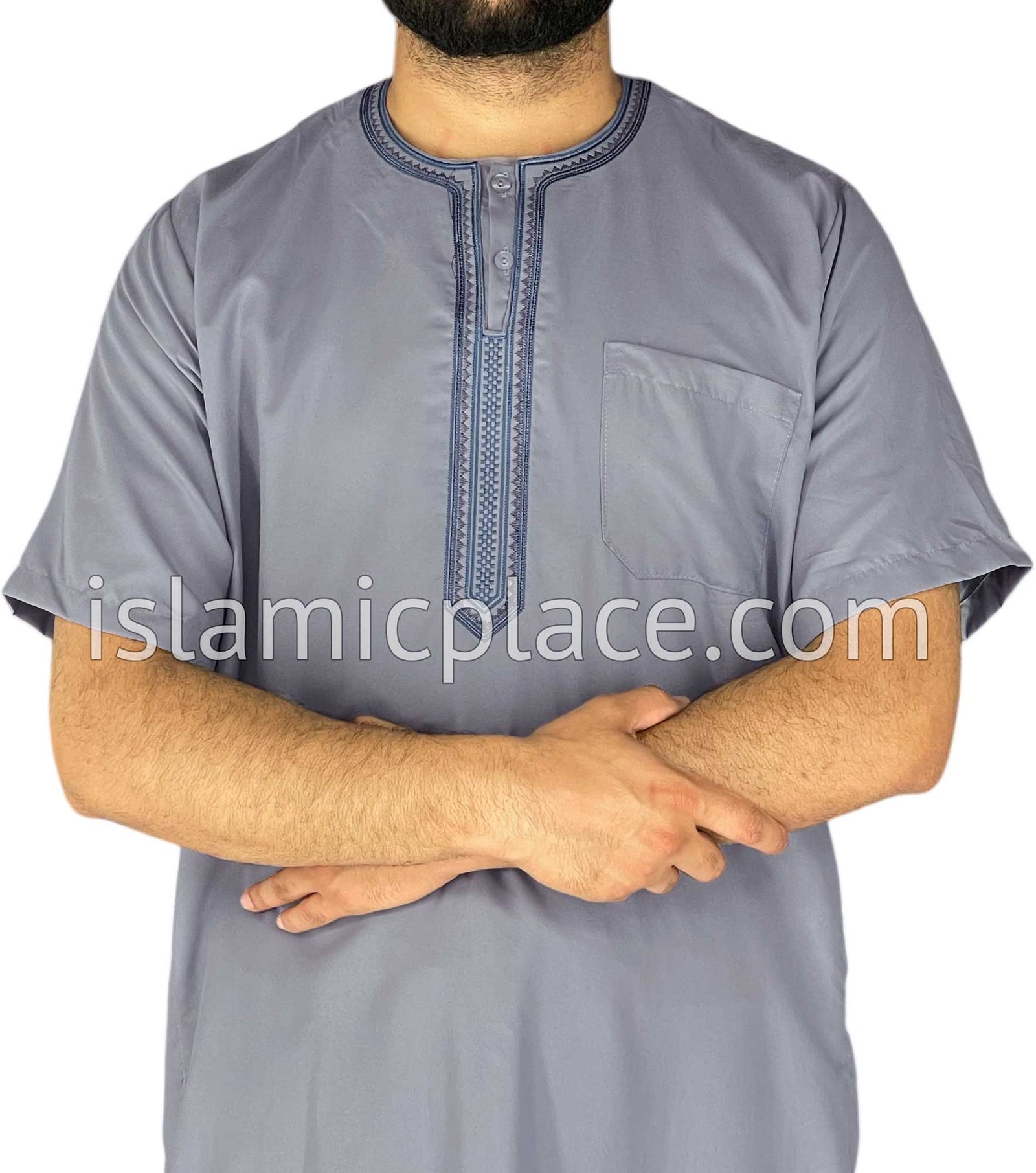 Slate Gray - Omar Style Short Sleeve Thob