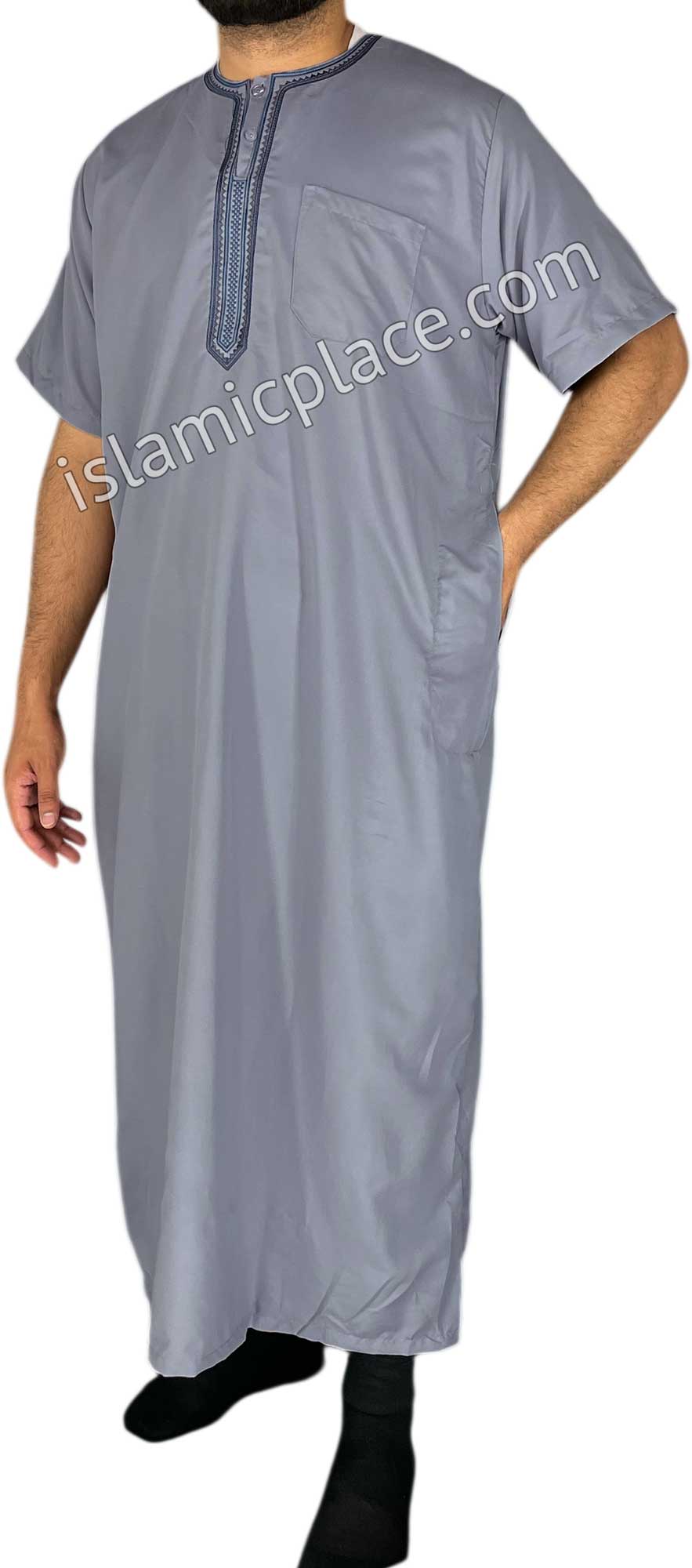 Slate Gray - Omar Style Short Sleeve Thob