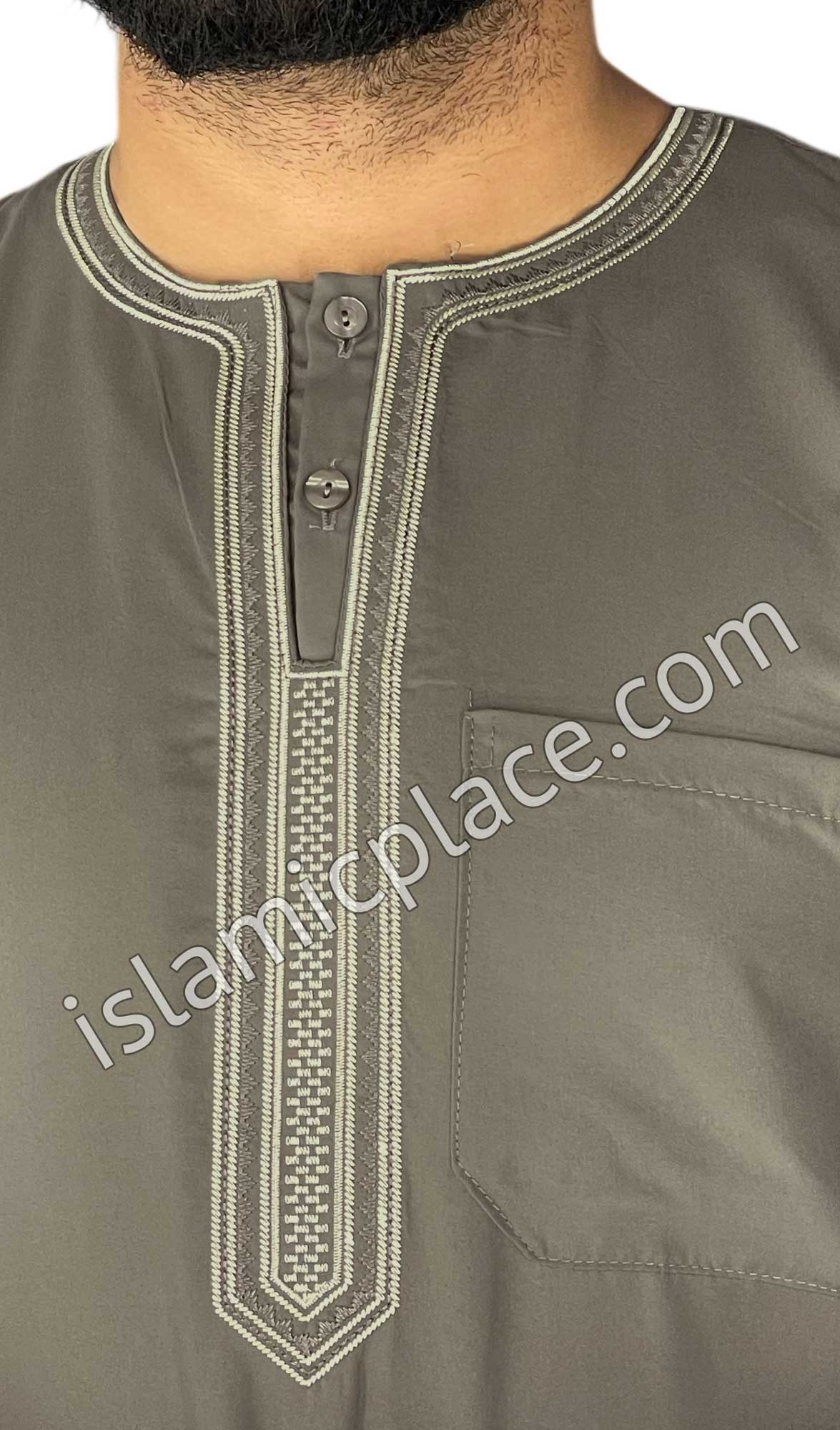 Taupe - Omar Style Short Sleeve Thob