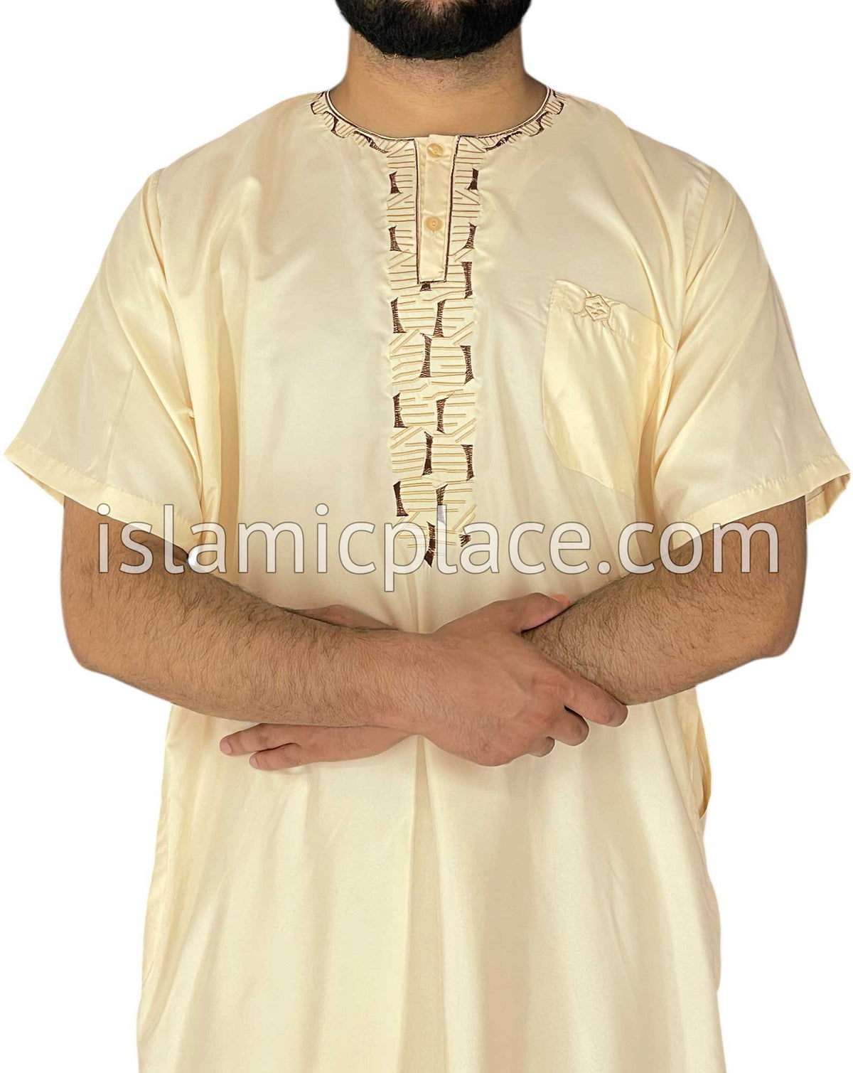 Cream - Rashad Style Short Sleeve Thob