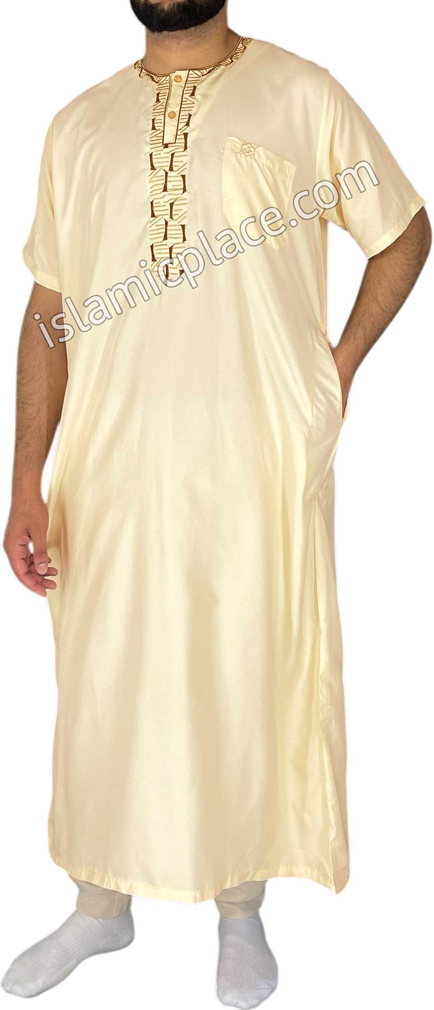 Cream - Rashad Style Short Sleeve Thob