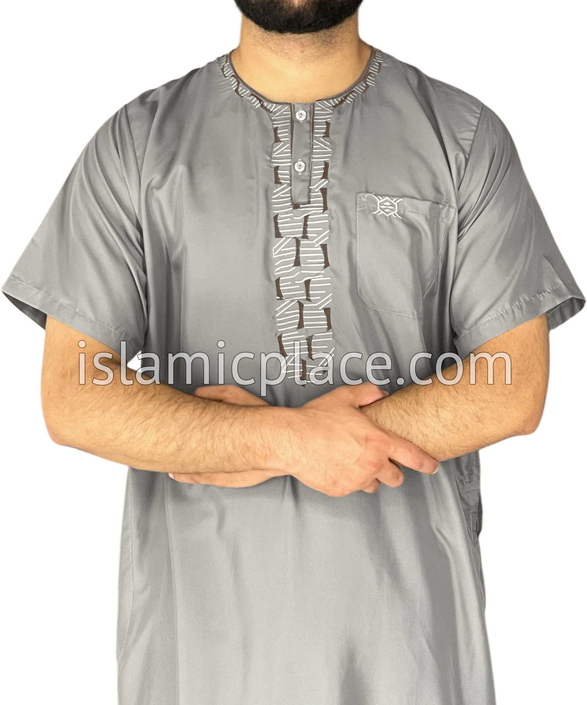 Gray - Rashad Style Short Sleeve Thob
