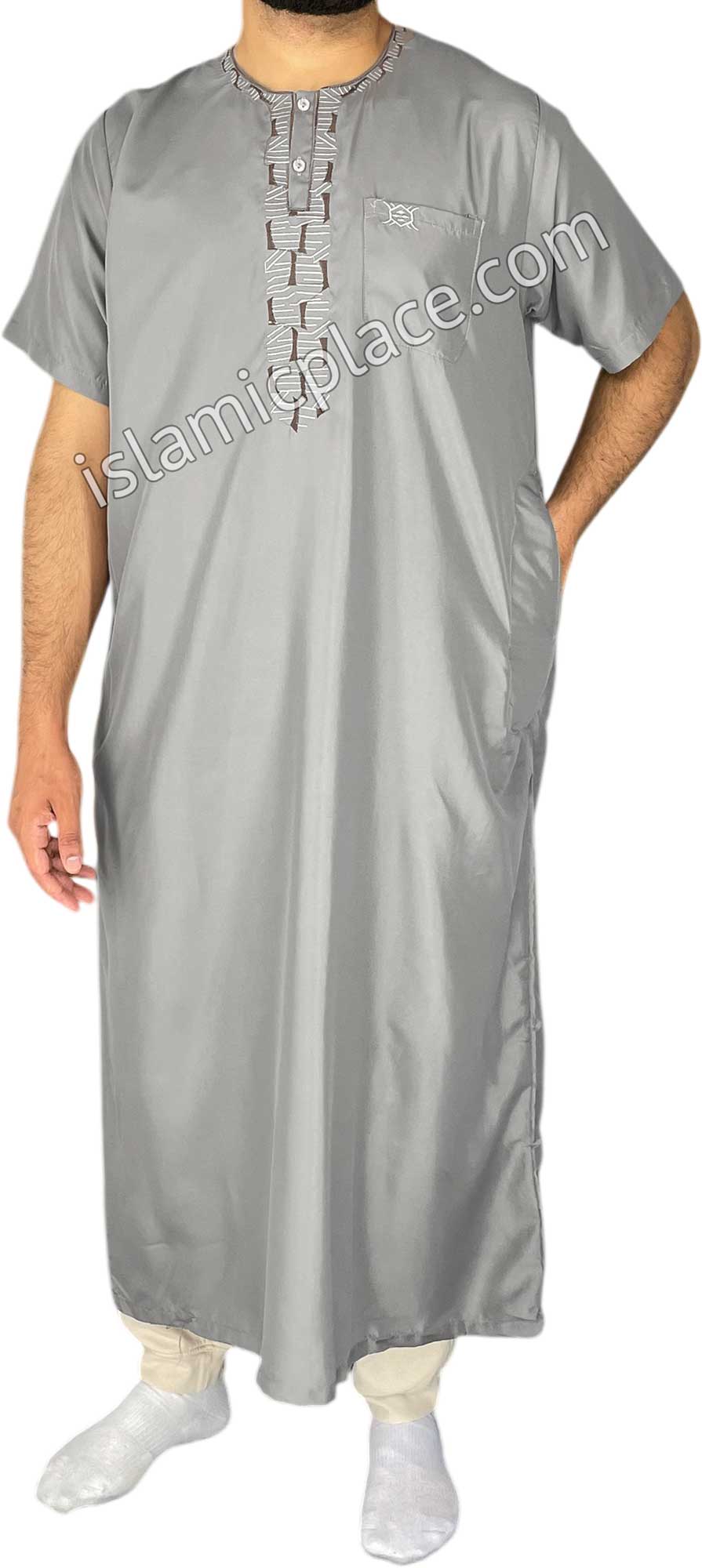 Gray - Rashad Style Short Sleeve Thob