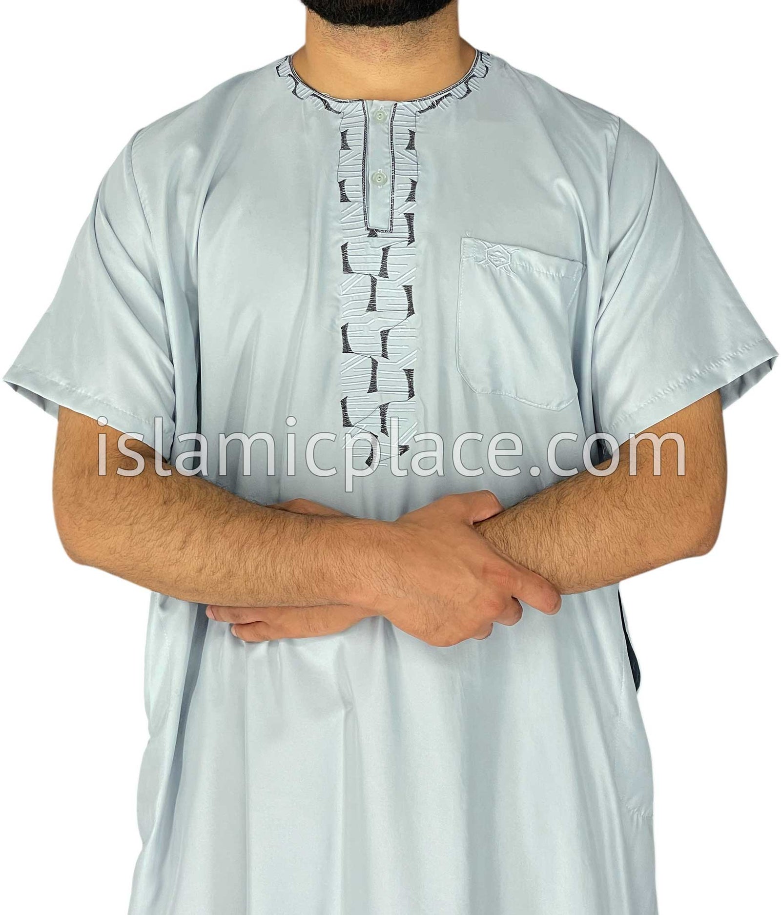 Sky Blue - Rashad Style Short Sleeve Thob