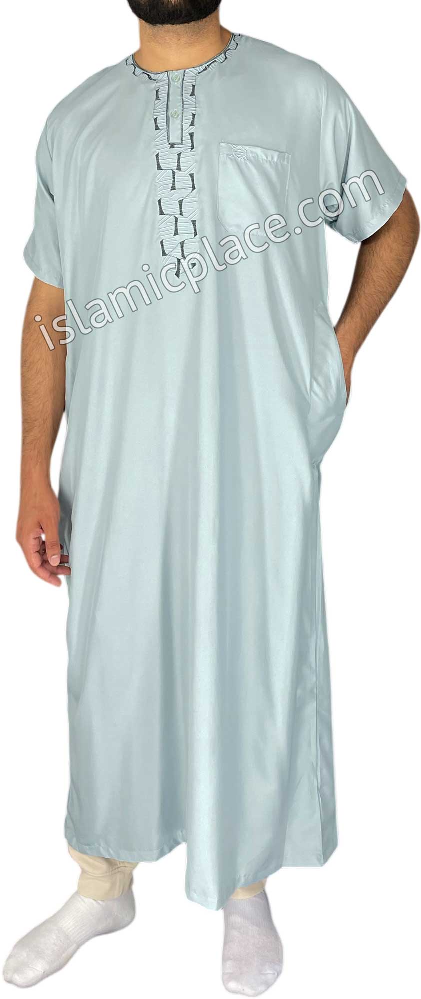 Sky Blue - Rashad Style Short Sleeve Thob