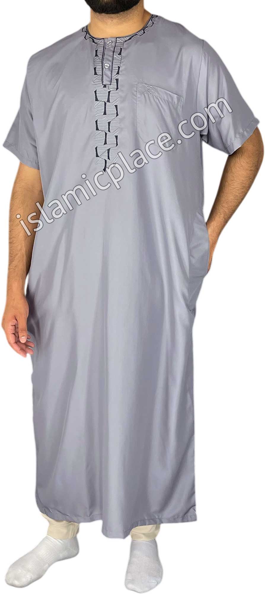 Slate Gray - Rashad Style Short Sleeve Thob