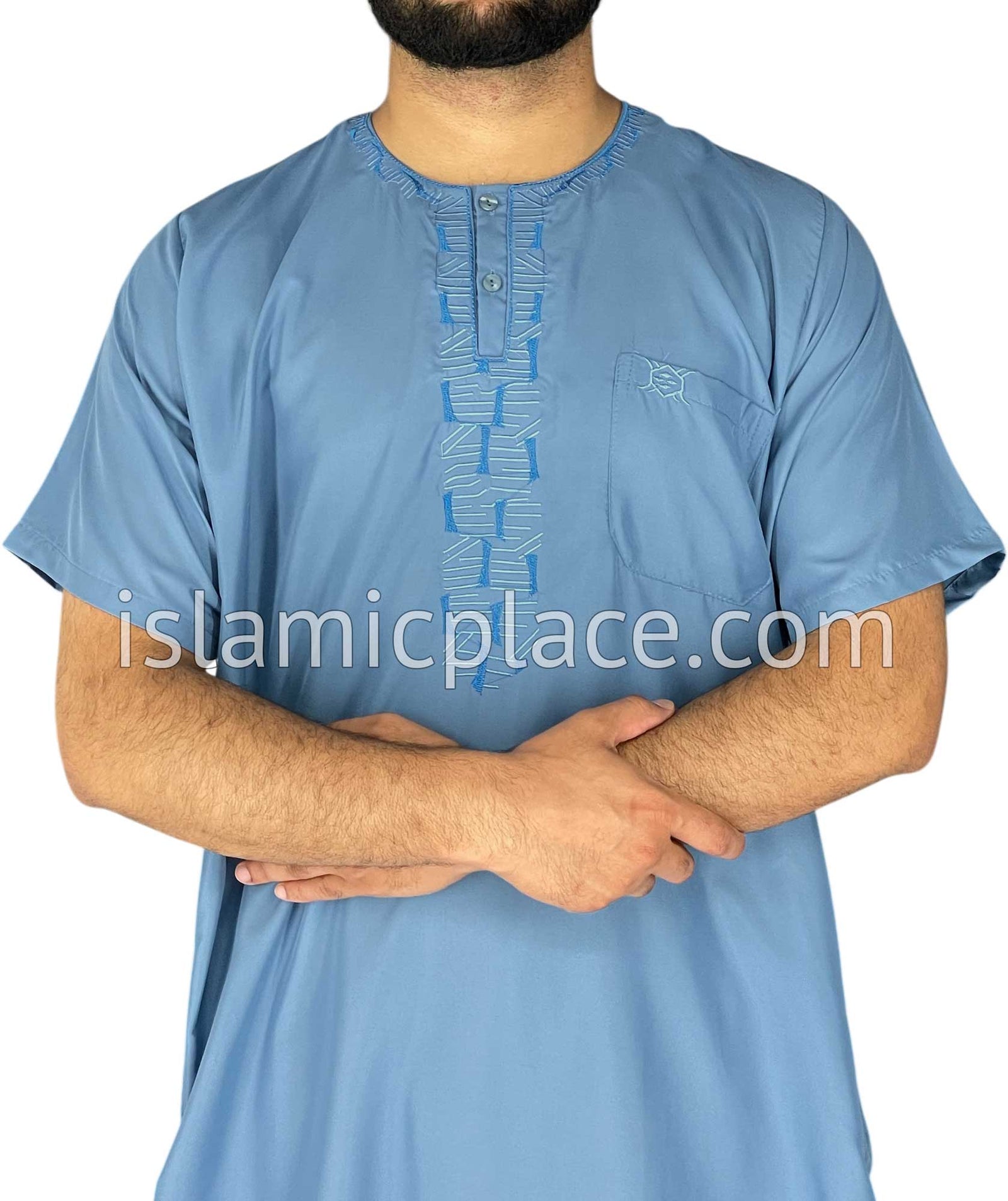 Steel Blue - Rashad Style Short Sleeve Thob