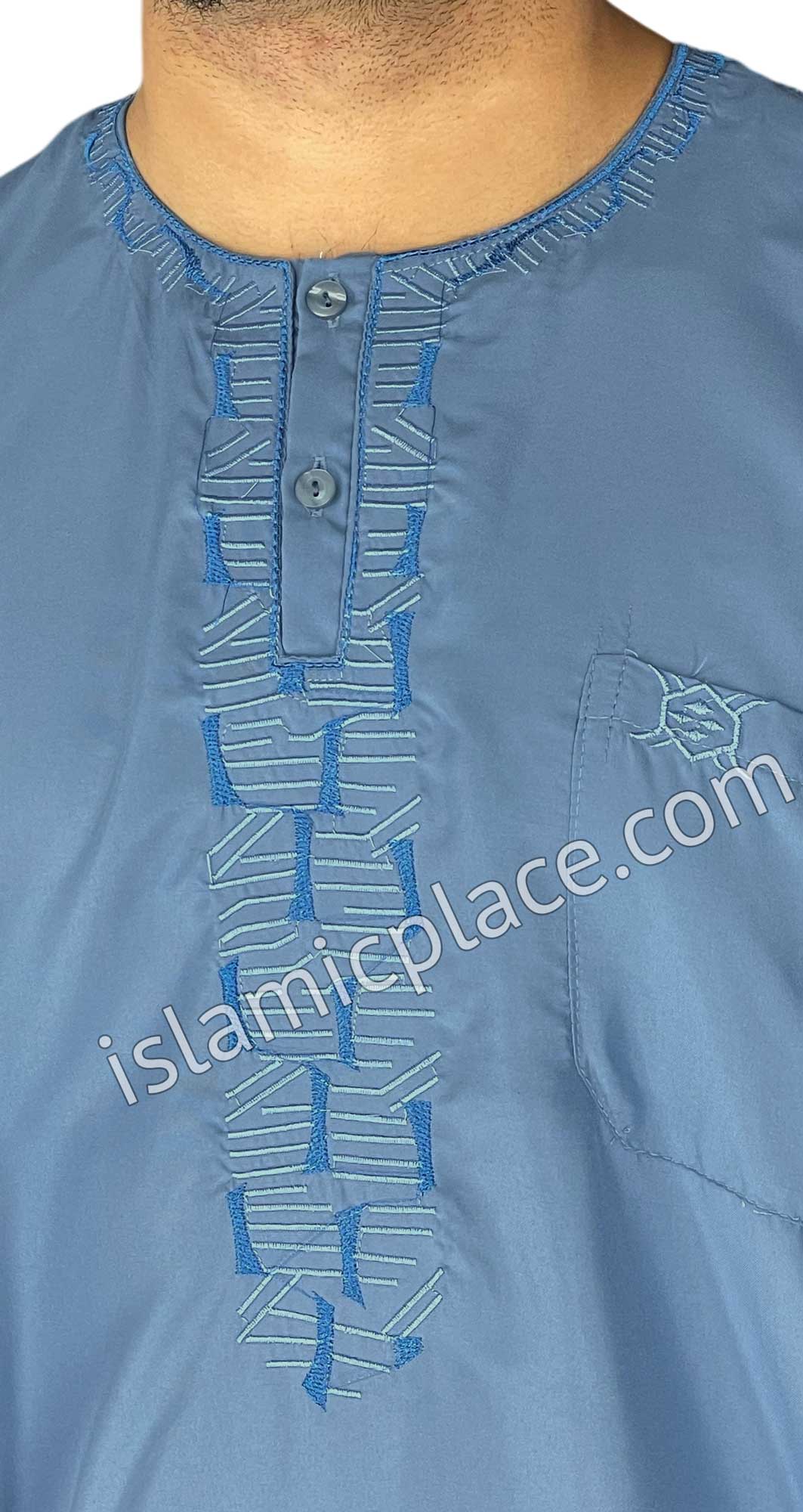 Steel Blue - Rashad Style Short Sleeve Thob