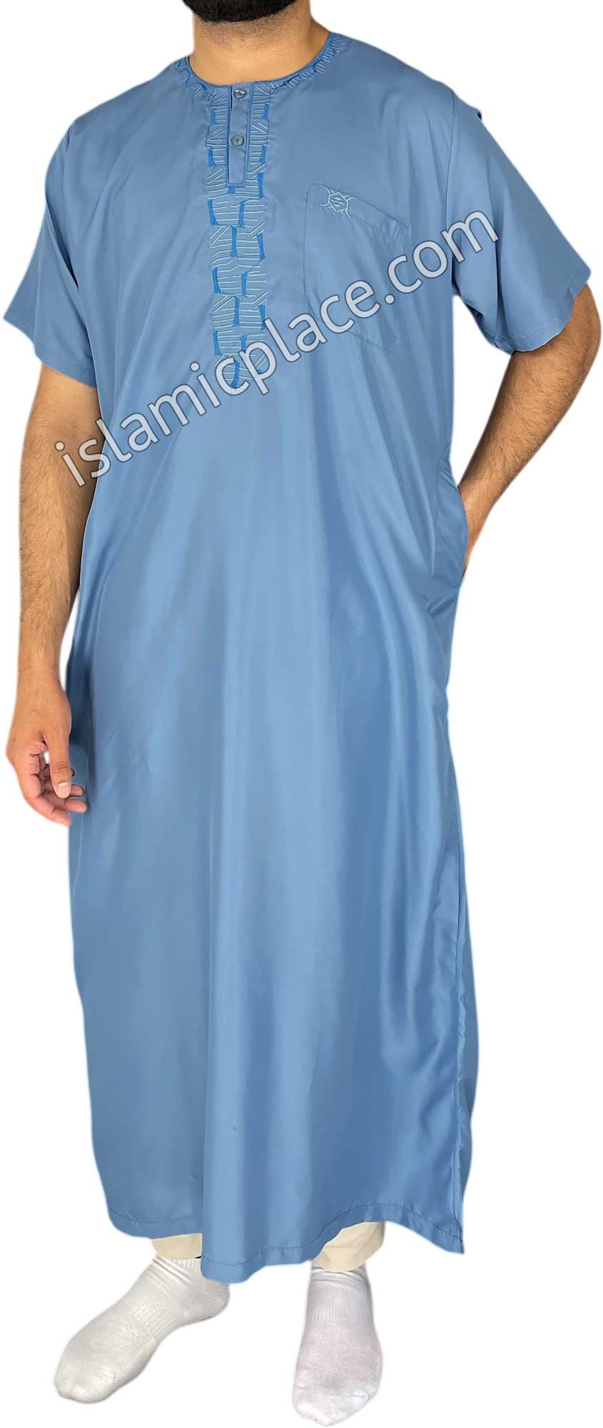 Steel Blue - Rashad Style Short Sleeve Thob