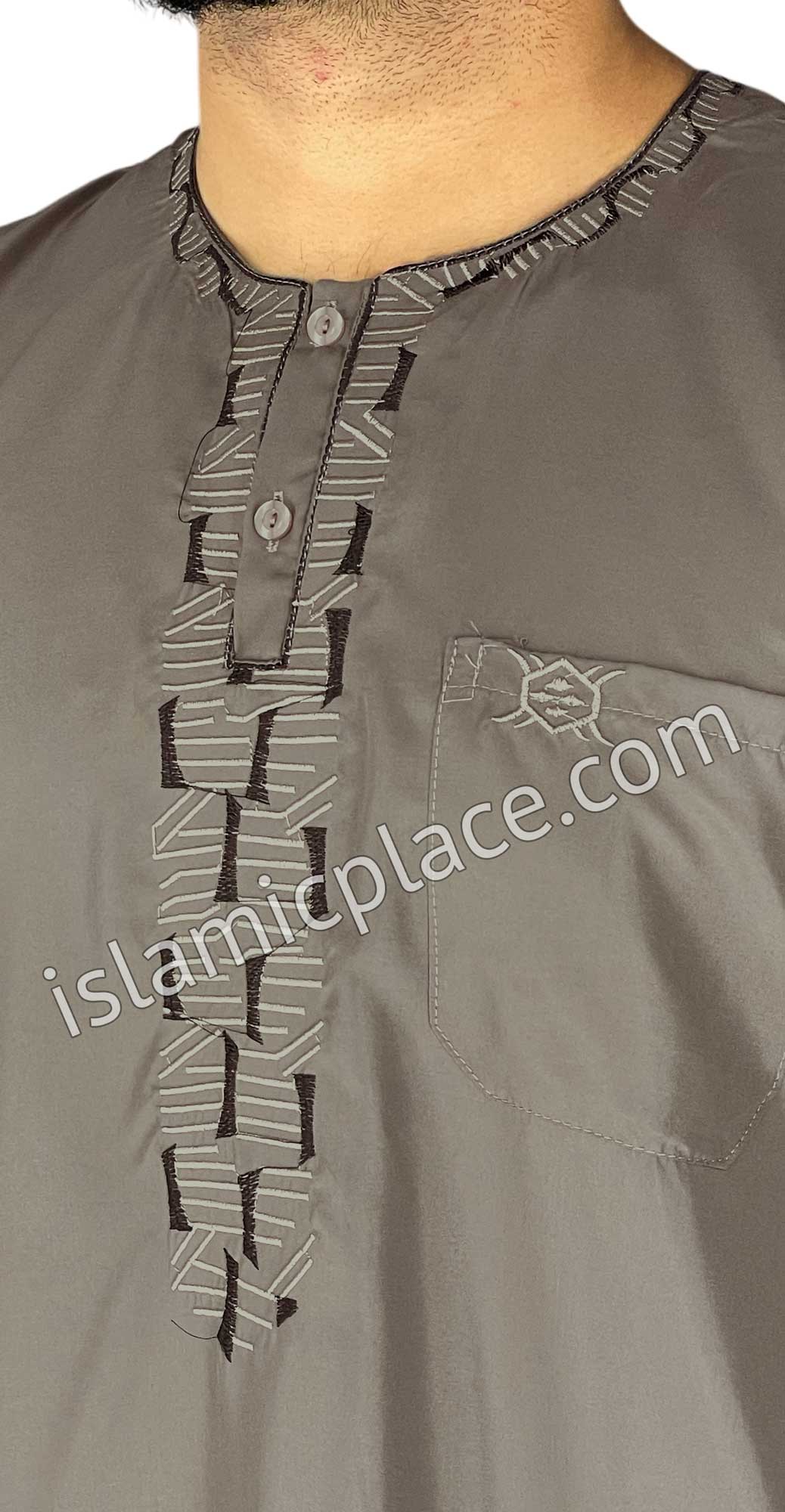 Taupe - Rashad Style Short Sleeve Thob