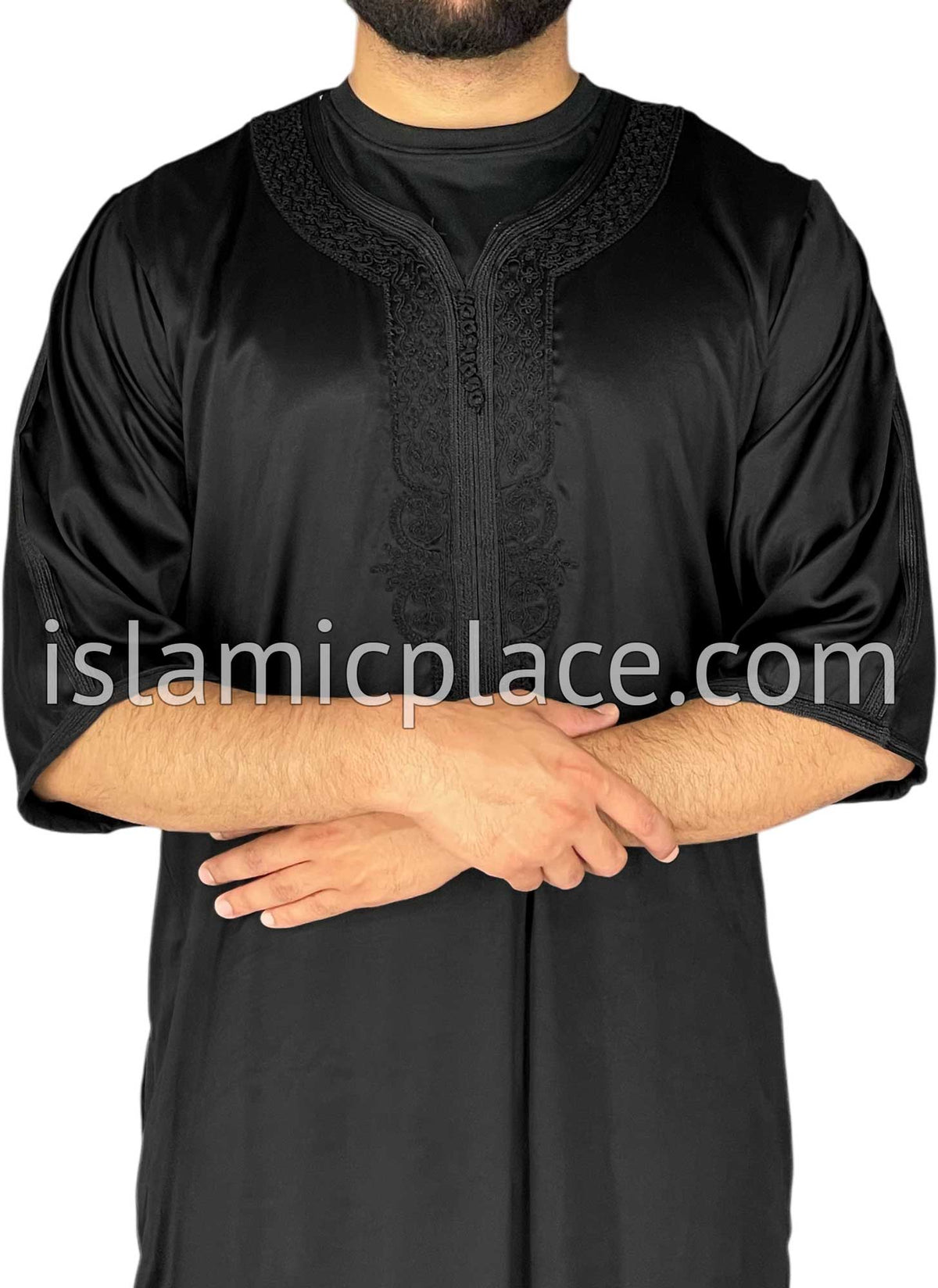 Black - Saad Style Short Sleeve Thob