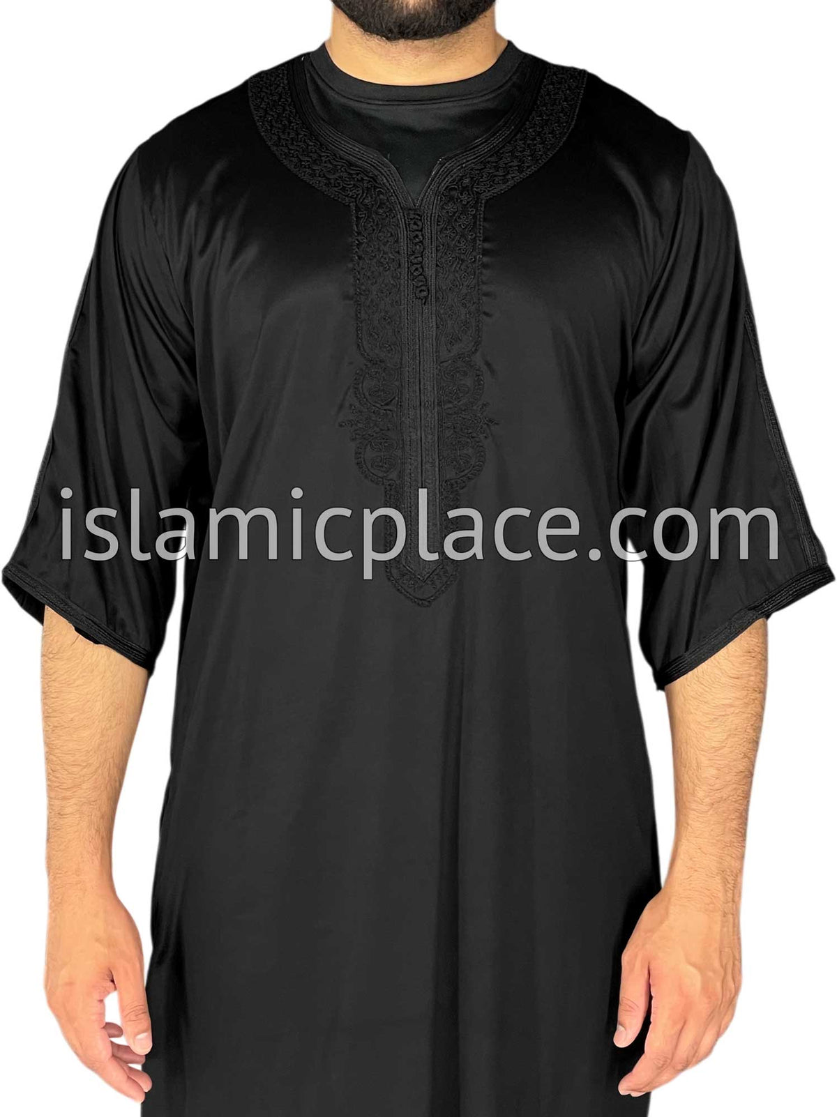 Black - Saad Style Short Sleeve Thob